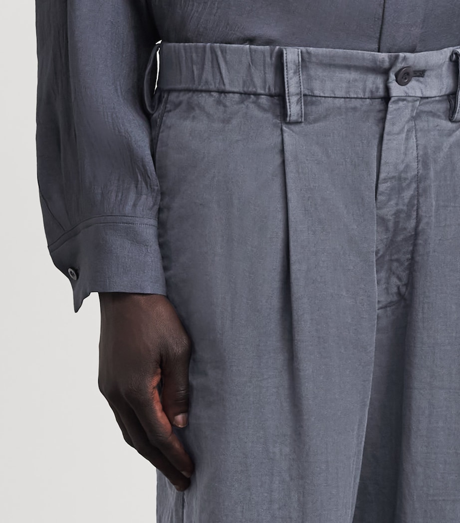 IM MEN Mens Cotton Pigment-Dyed Trousers Charcoal Gray Image 3