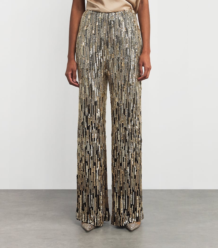 Embellished Cecille Wide-Leg Trousers 2033 LIQURC GLD BDNG Image 3