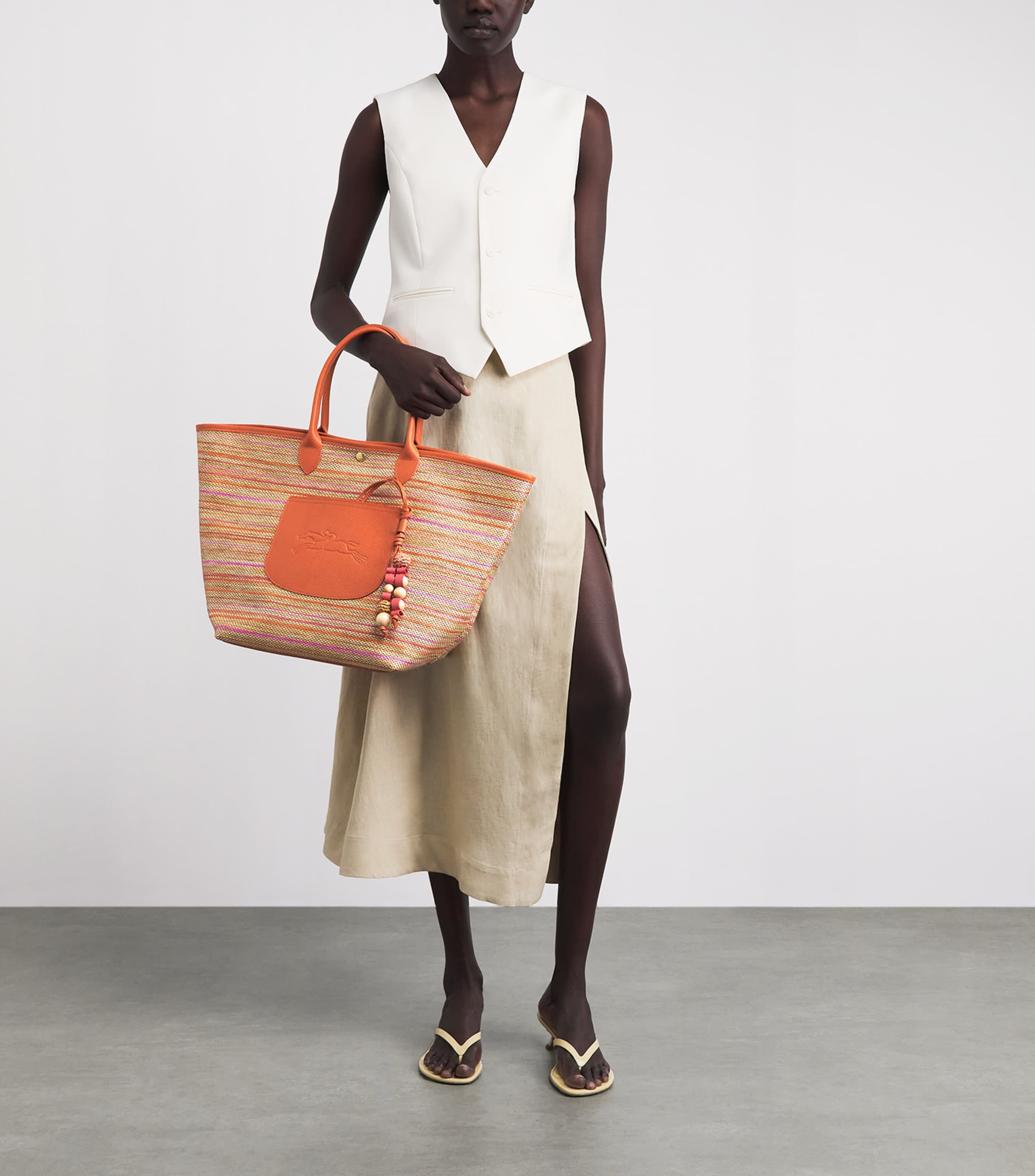 Longchamp Large Canvas Le Pliage Basket Bag Rainbow Image 2