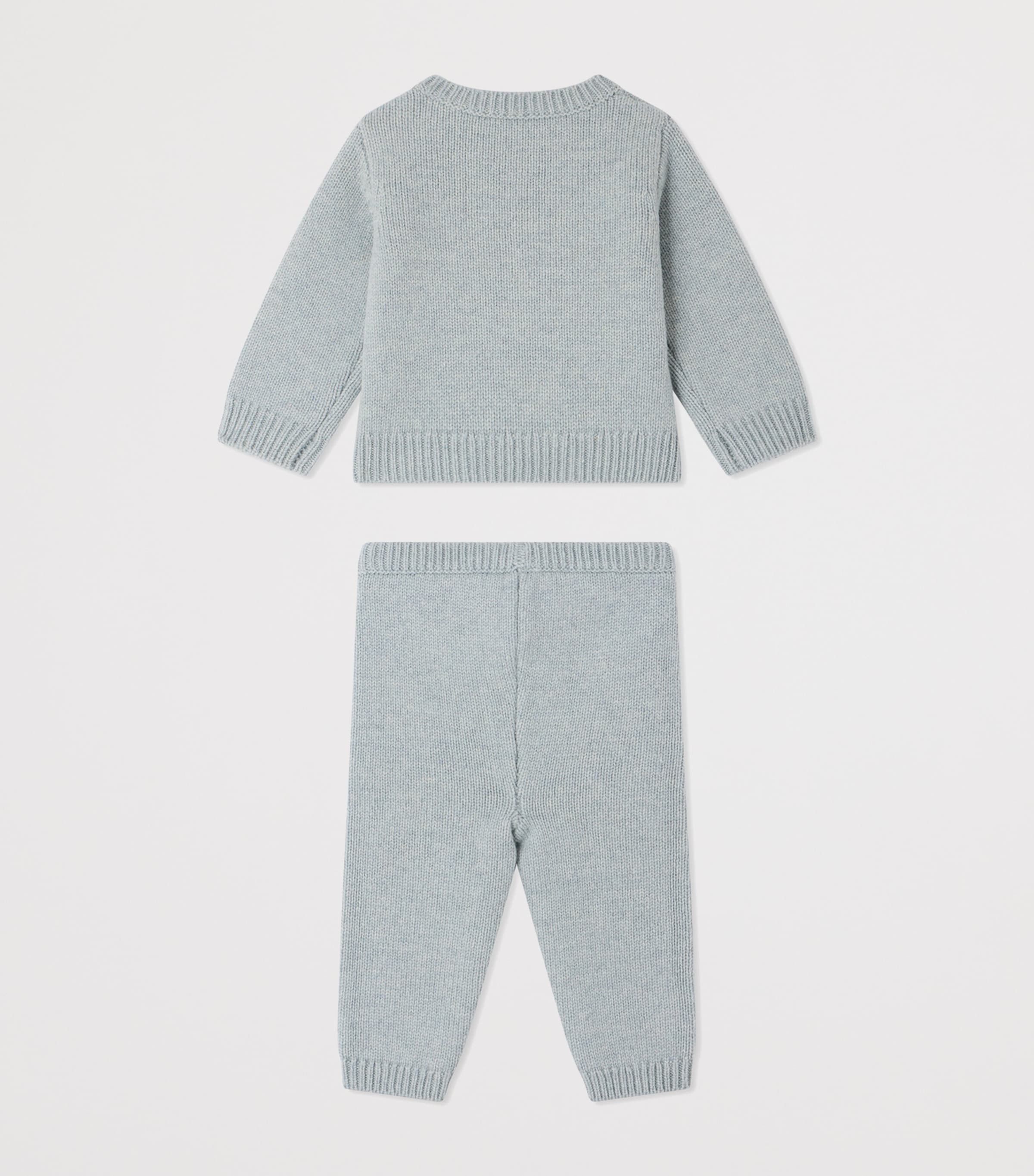 Bonpoint Wool Embroidered Sweater and Leggings Set (3-18 Months) Multico Bl Gris Image 2