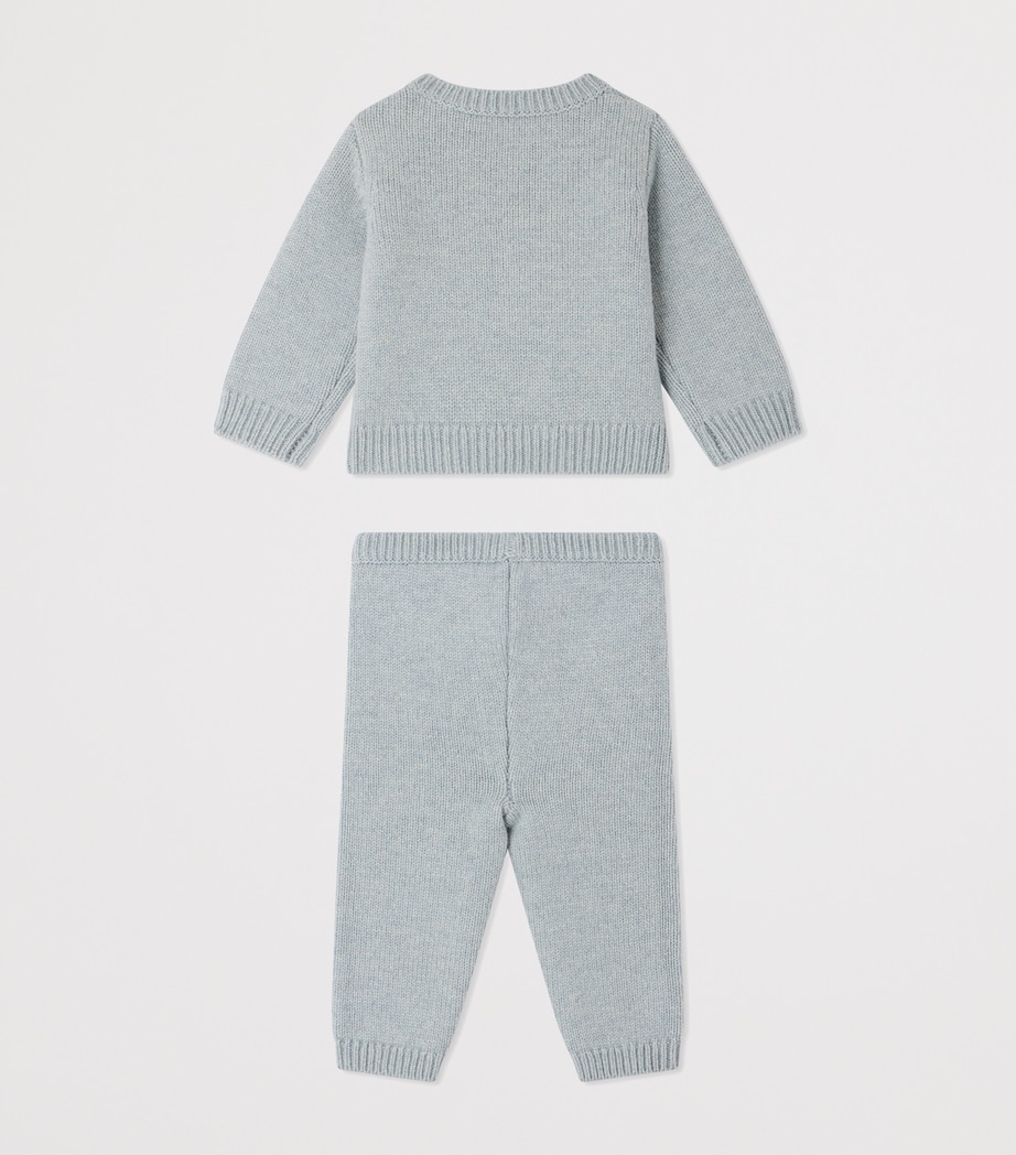 Bonpoint Wool Embroidered Sweater and Leggings Set (3-18 Months) Multico Bl Gris Image 2