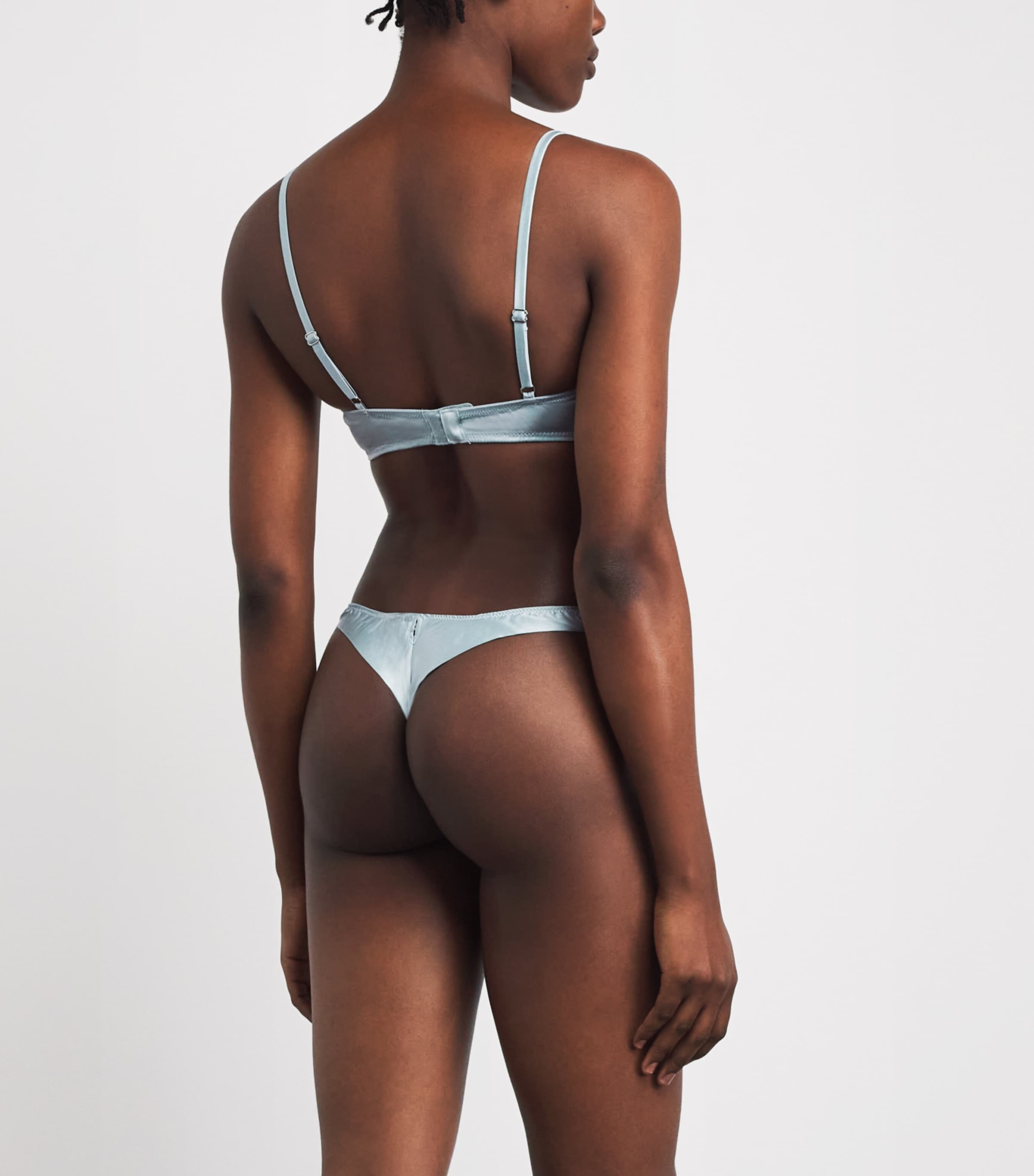 Fleur Du Mal Womens Silk Lace-Trim Juliet Demi Bra Frosted Mint Image 3