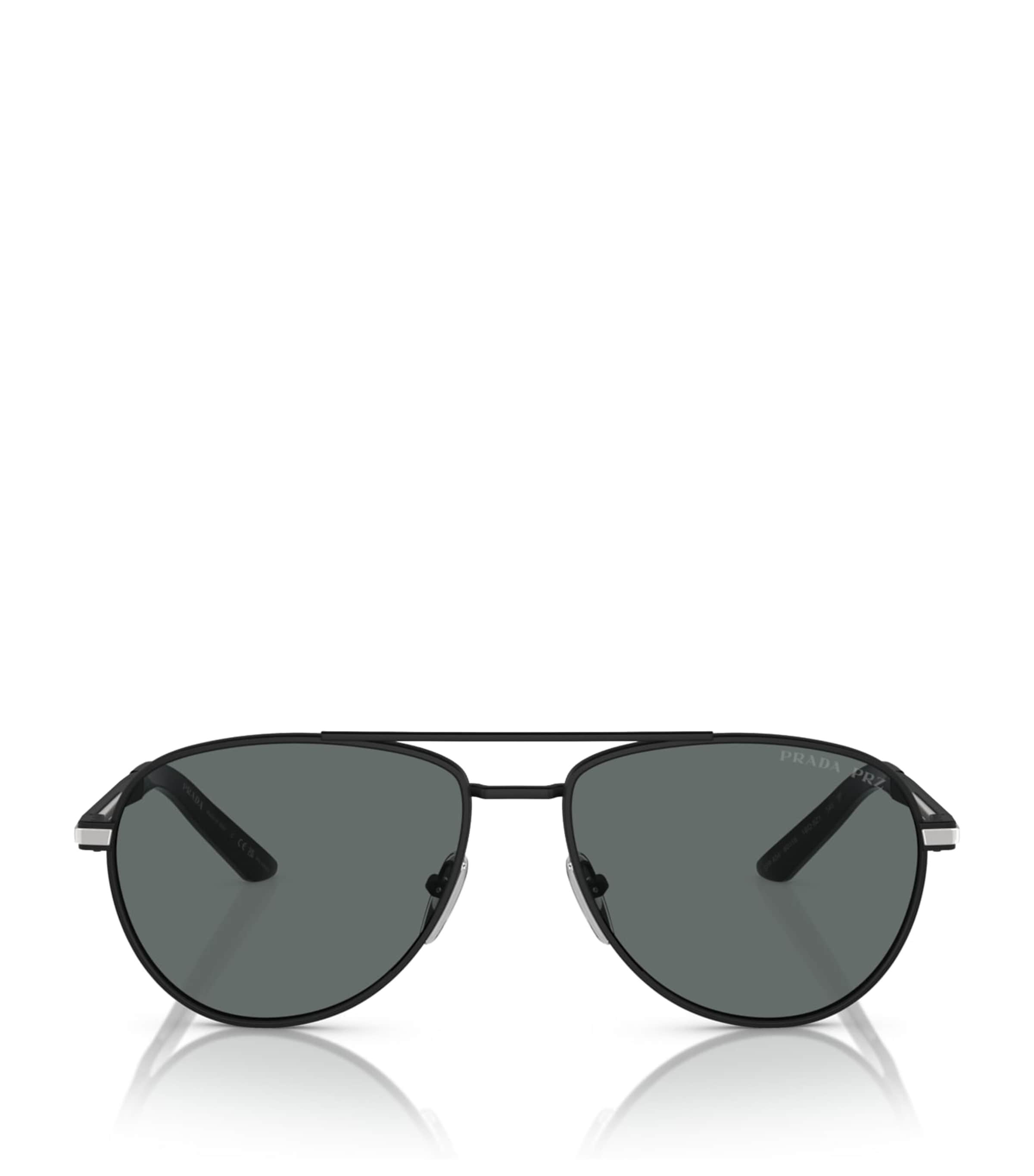 Prada 60mm Polarized Pilot Sunglasses In Matte Black