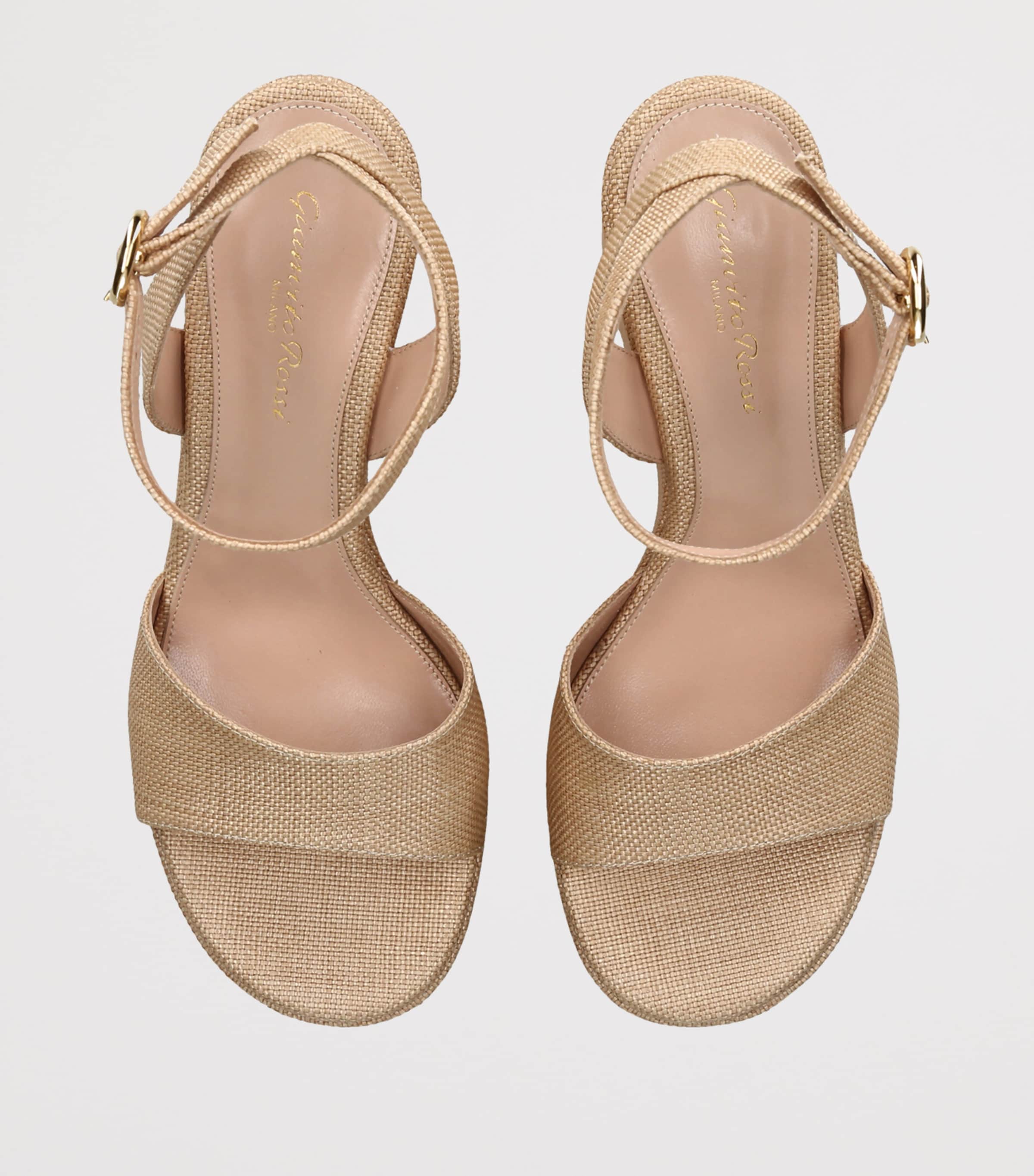 Gianvito Rossi Raffia Virginie Wedge Sandals 60 Cream Image 3