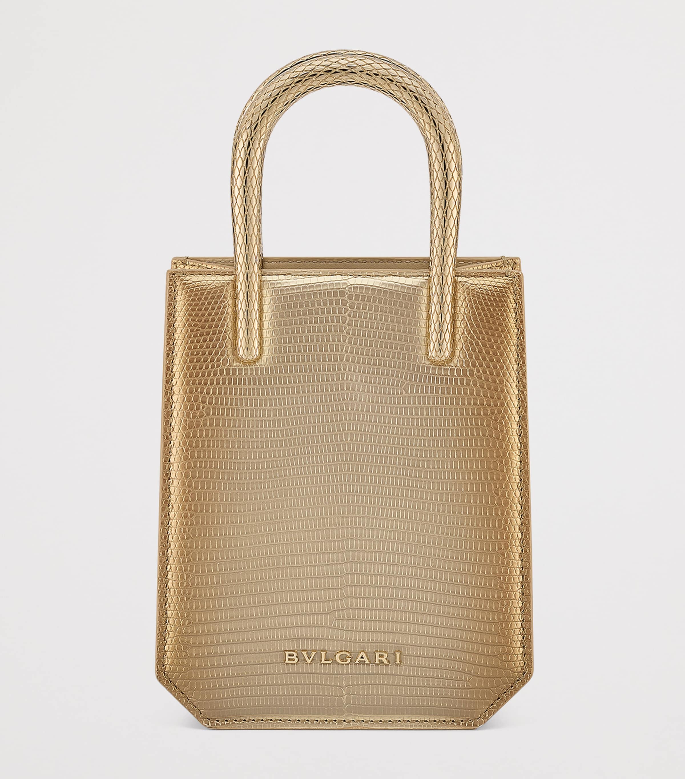 Mini Lizard Skin Serpentine Tote Bag GOLD Image 2
