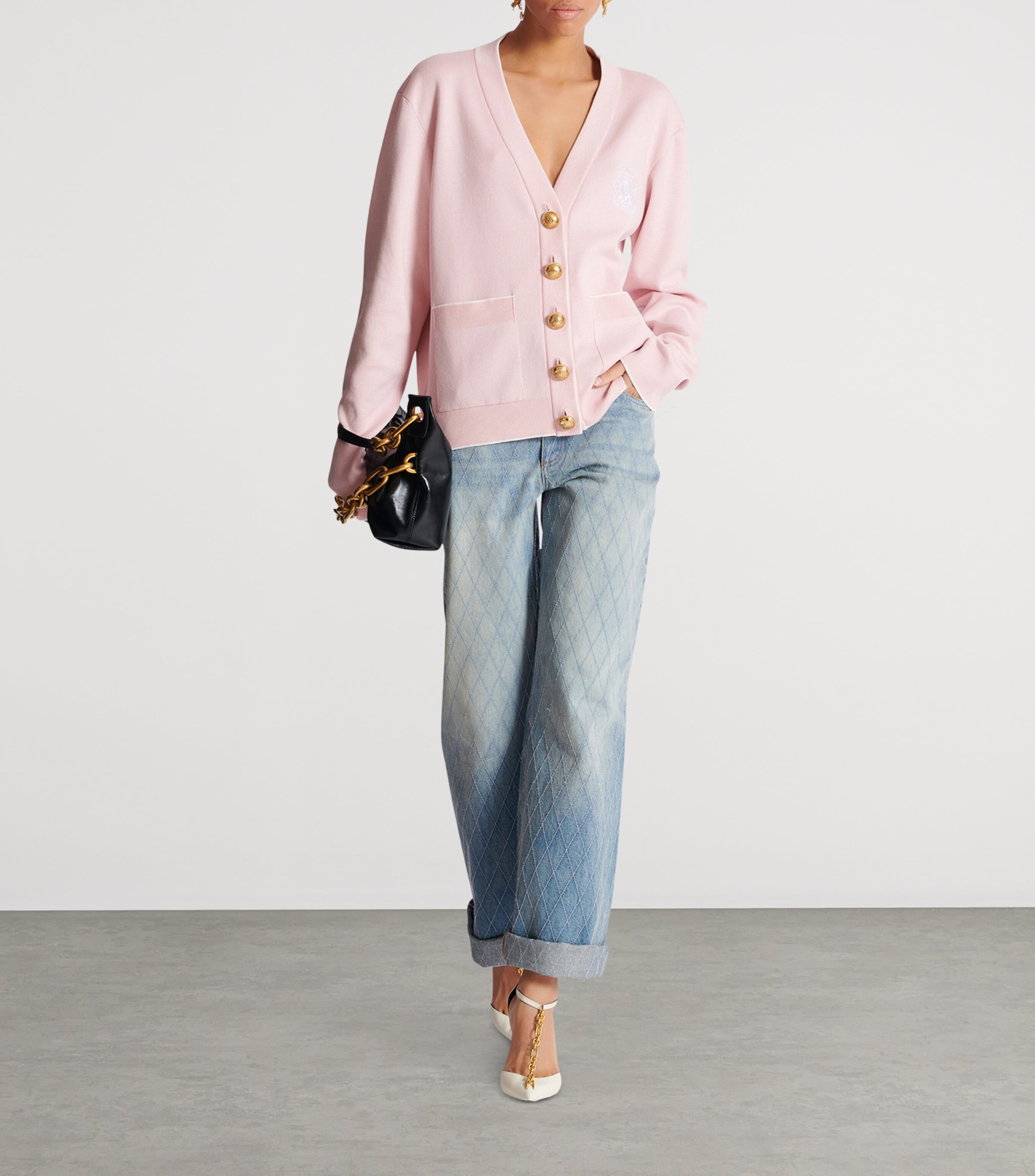 Silk-Cotton Embroidered Cardigan OIN ROSE/ BLANC Image 6