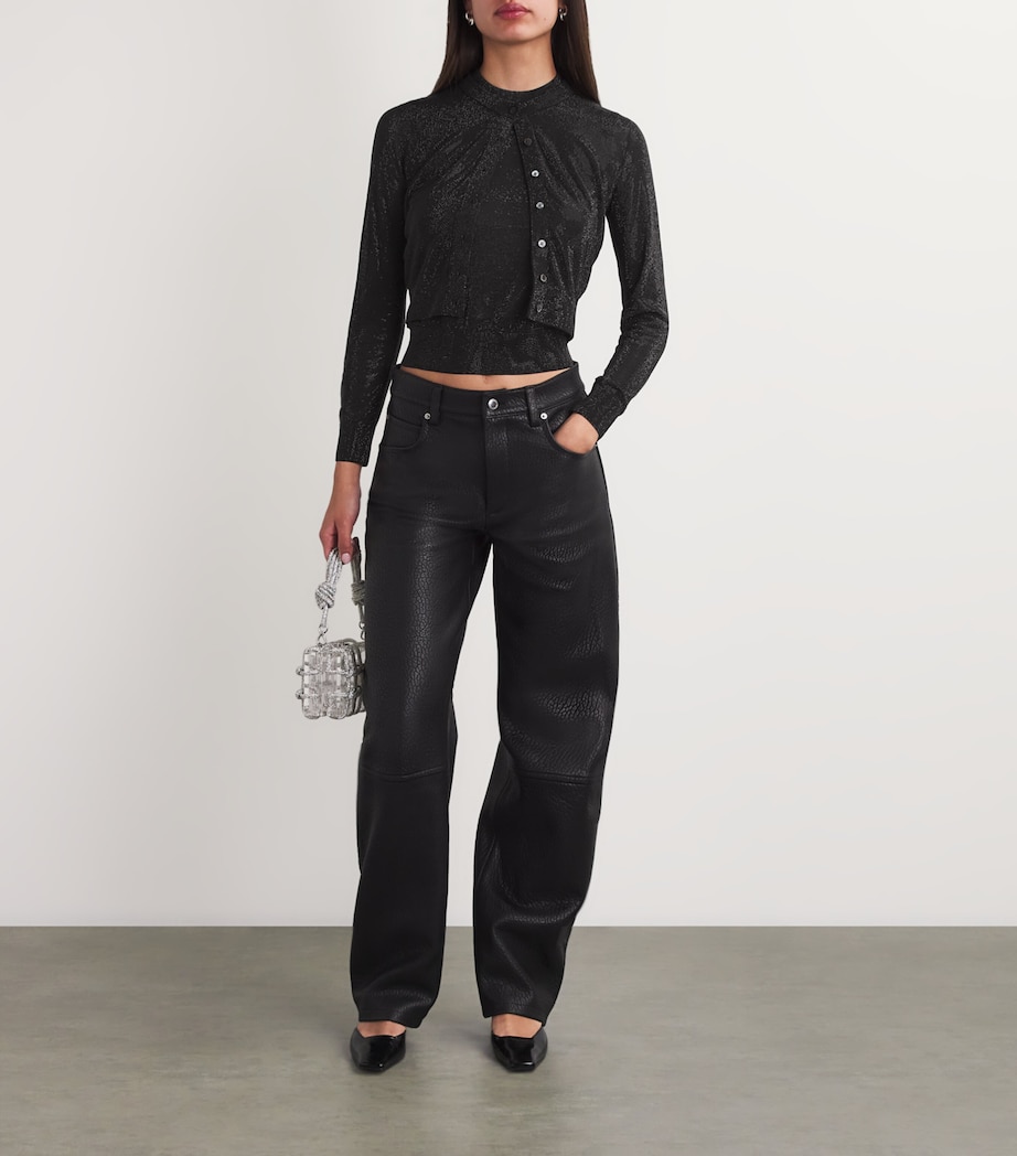 Cropped Rhinestone Cardigan 001 BLACK Image 2