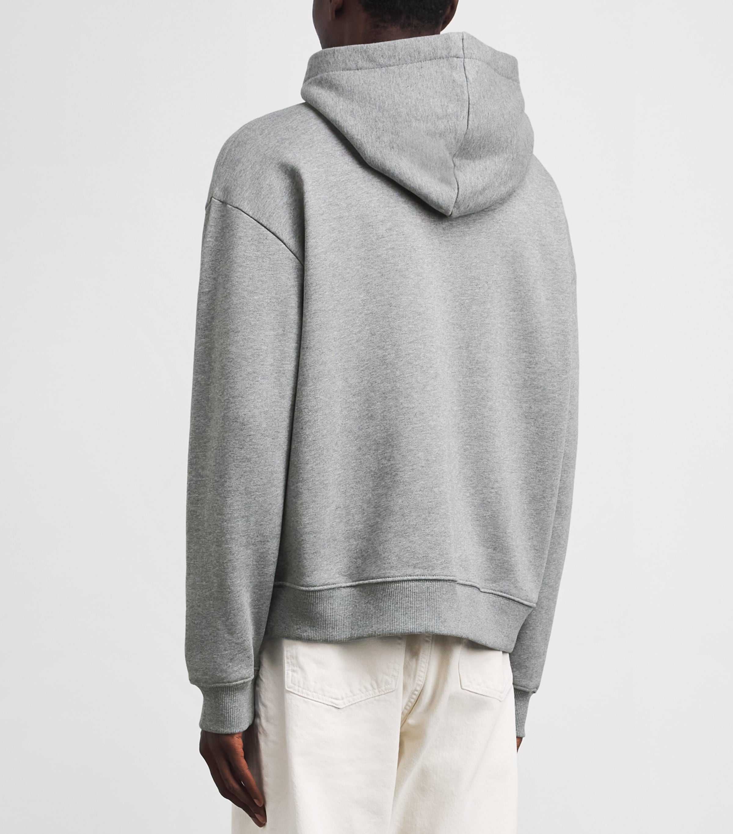 NN.07 Mens Cotton Embroidered David Hoodie Medium Grey Mel Image 5
