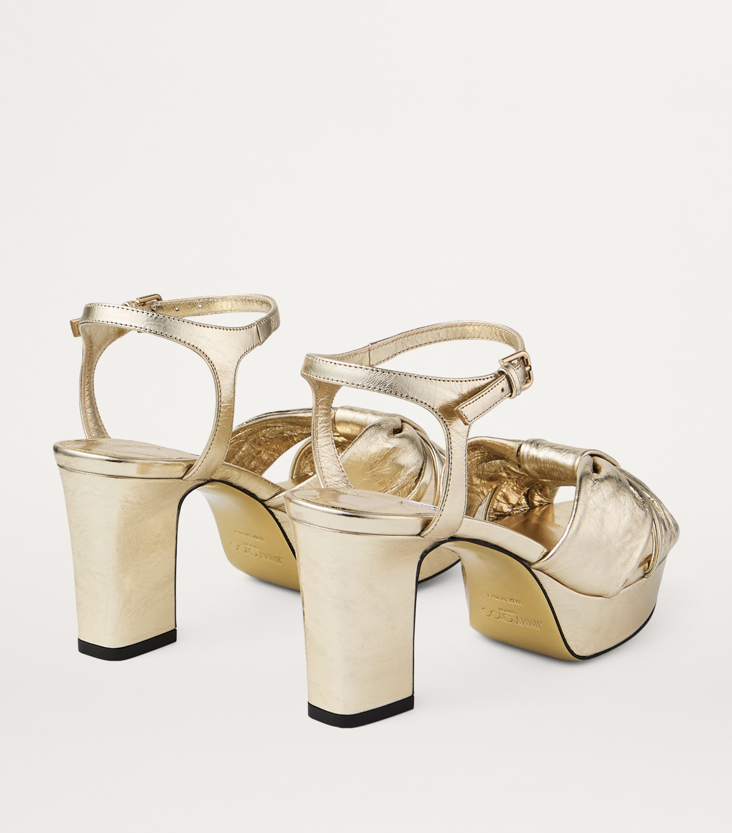 Heloise 80 Leather Heeled Sandals LIGHT GOLD Image 3