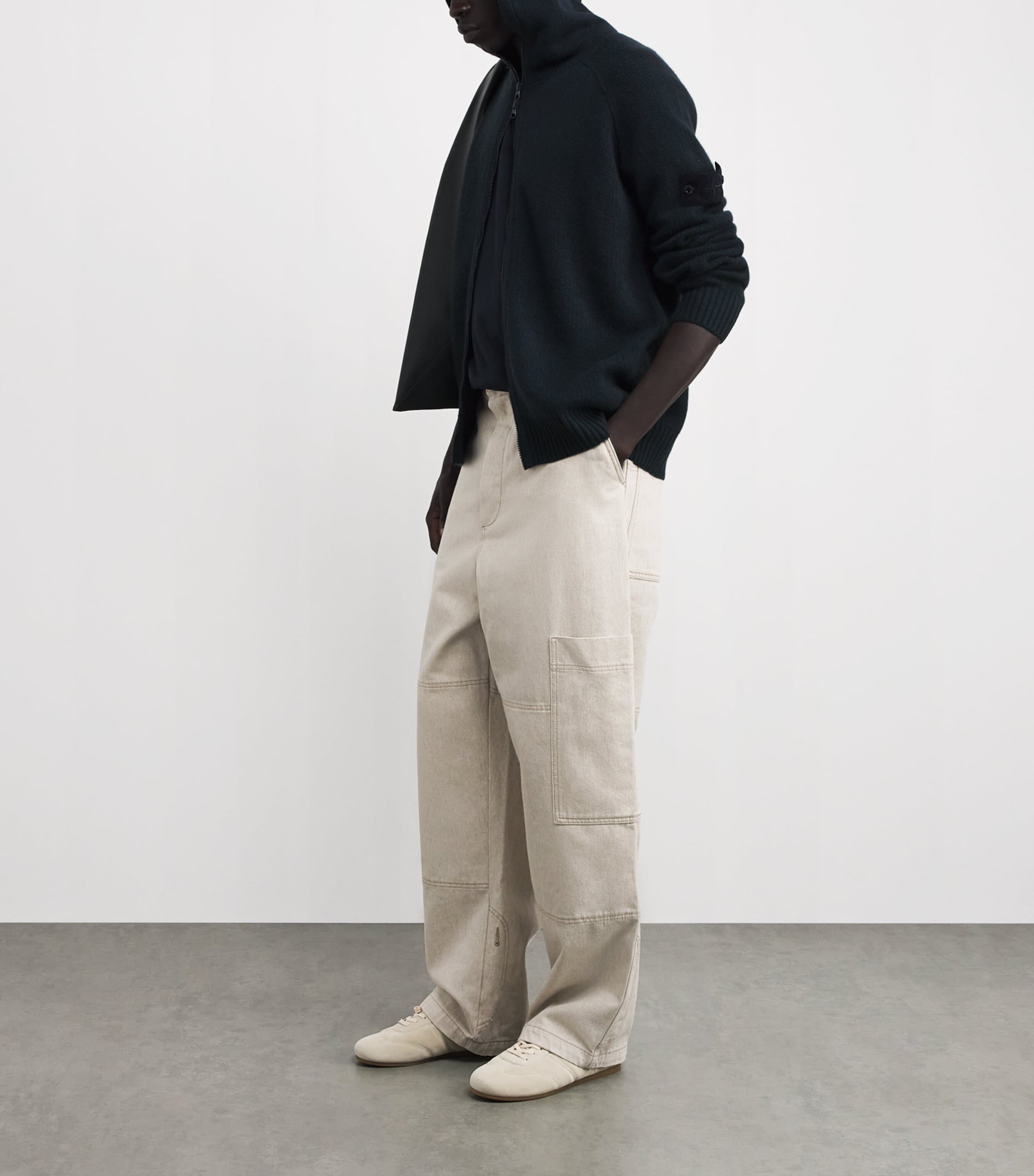 Stone Island Navy Cashmere Zip-Up Ghost Hoodie | Harrods US