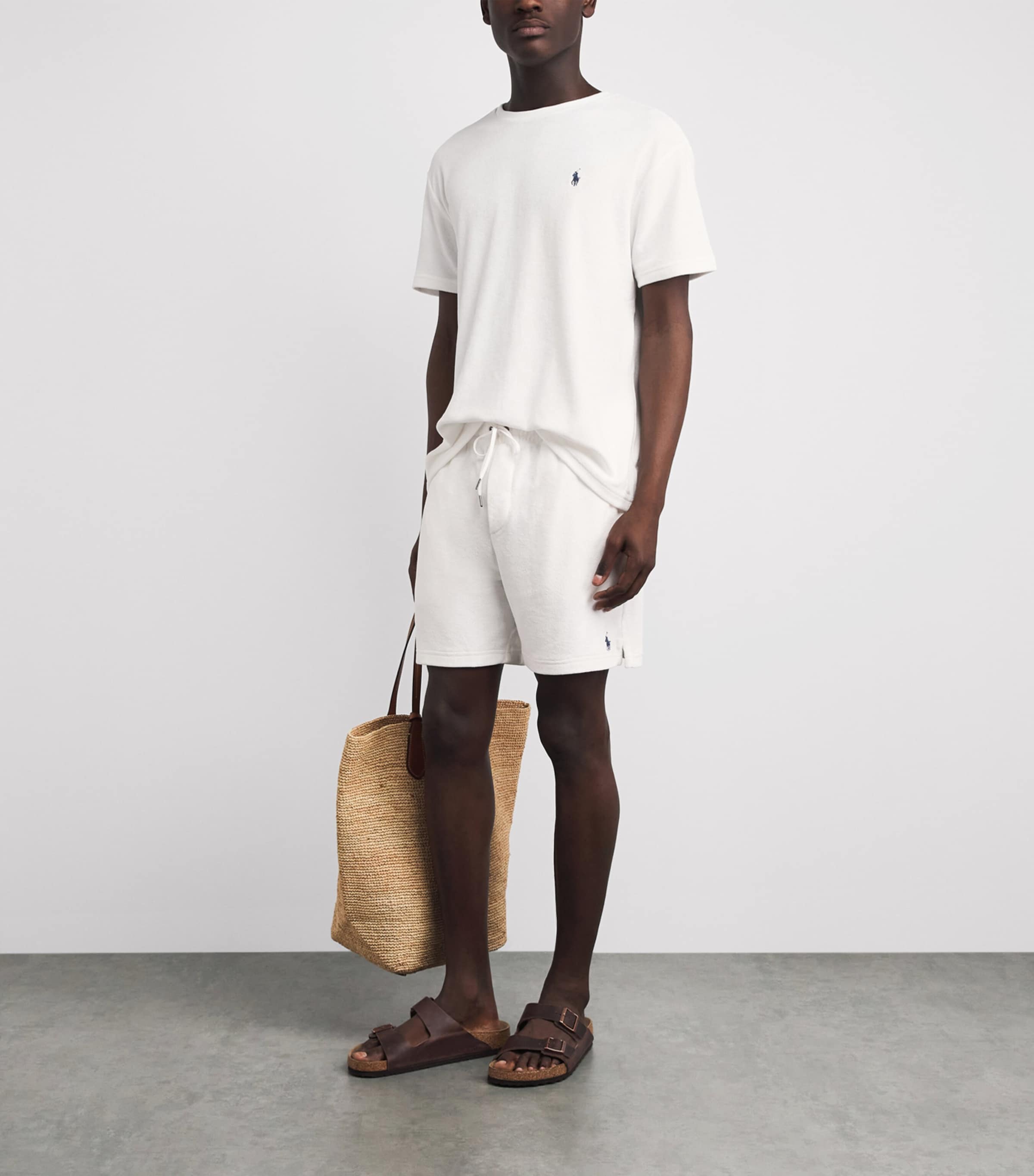 Polo Ralph Lauren Mens Cotton-Blend Terry Cloth Shorts White Image 2