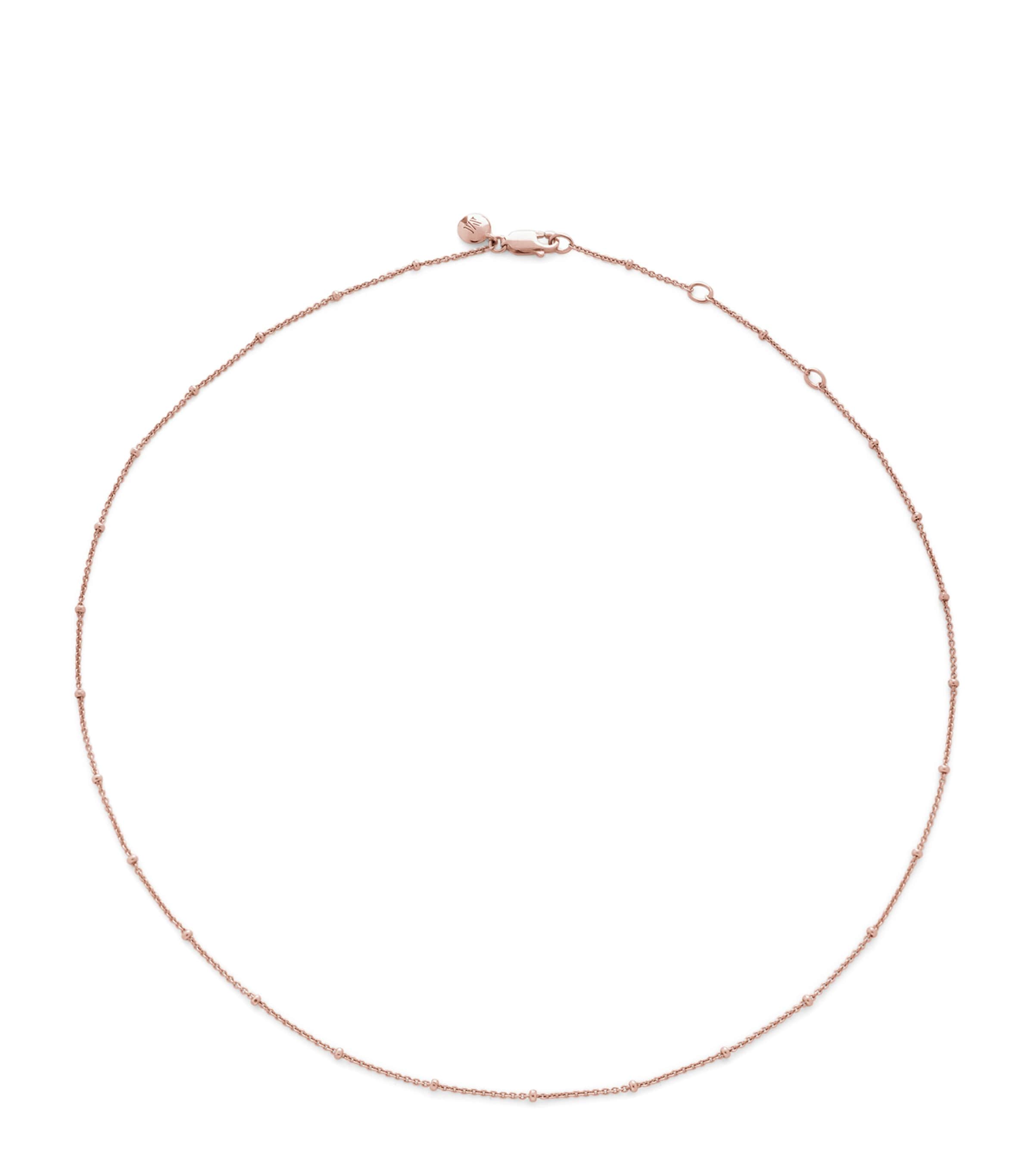 Monica Vinader Rose Gold Vermeil Beaded Chain Necklace In Brown