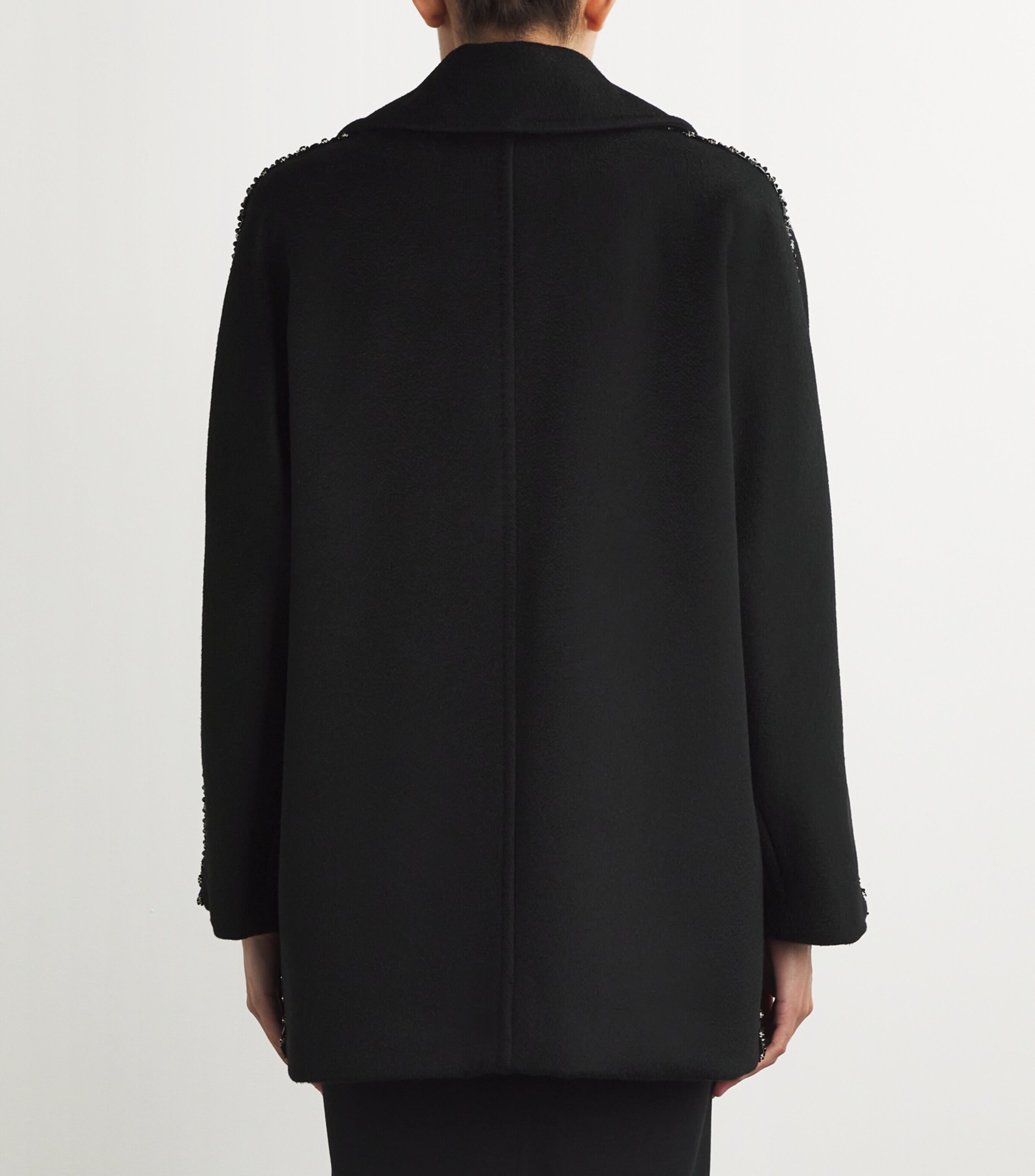 Max Mara Womens Camel Hair Embellished Coat Black Image 4