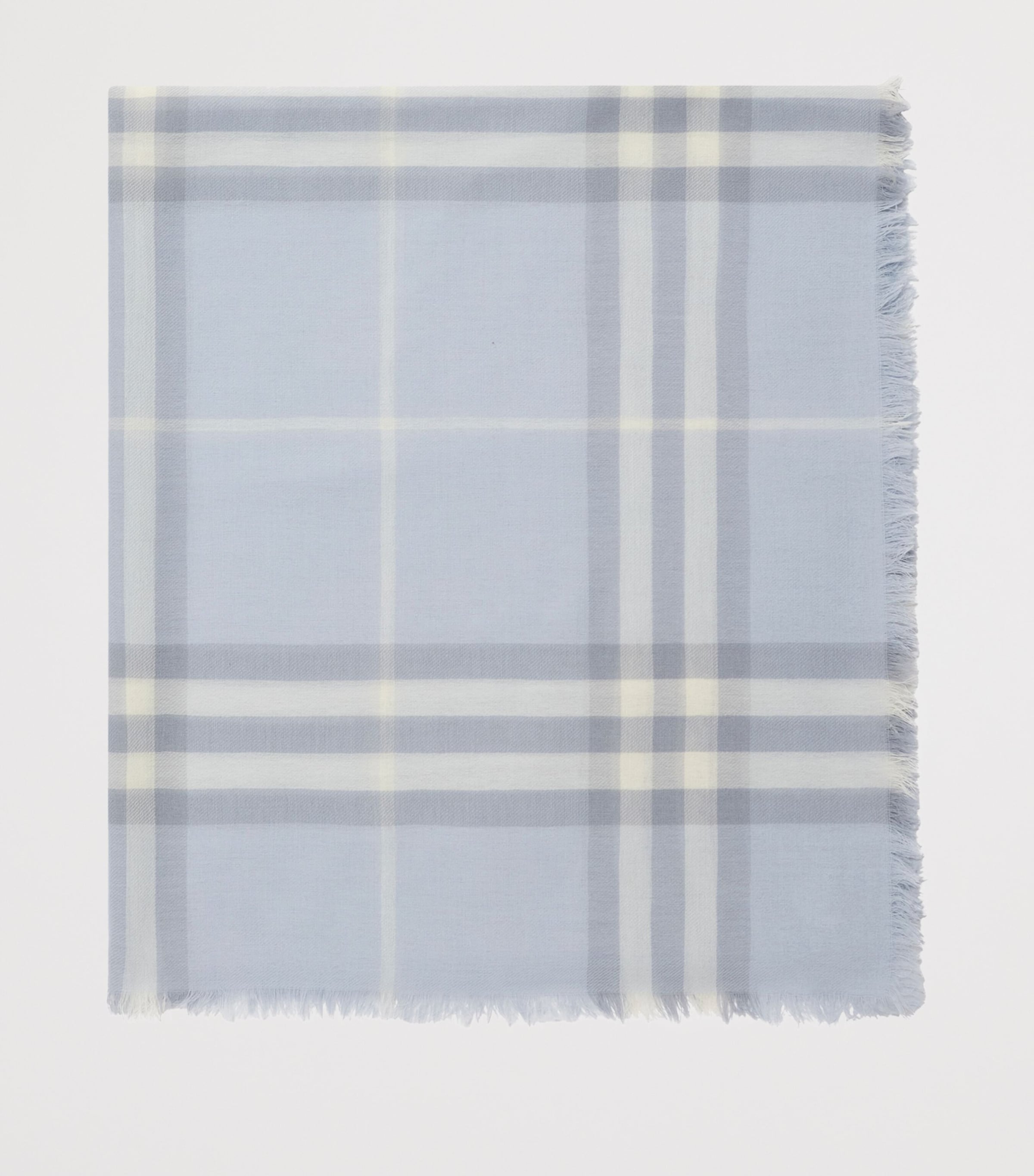 Wool Wide Check Scarf MIST BLUE Image 6