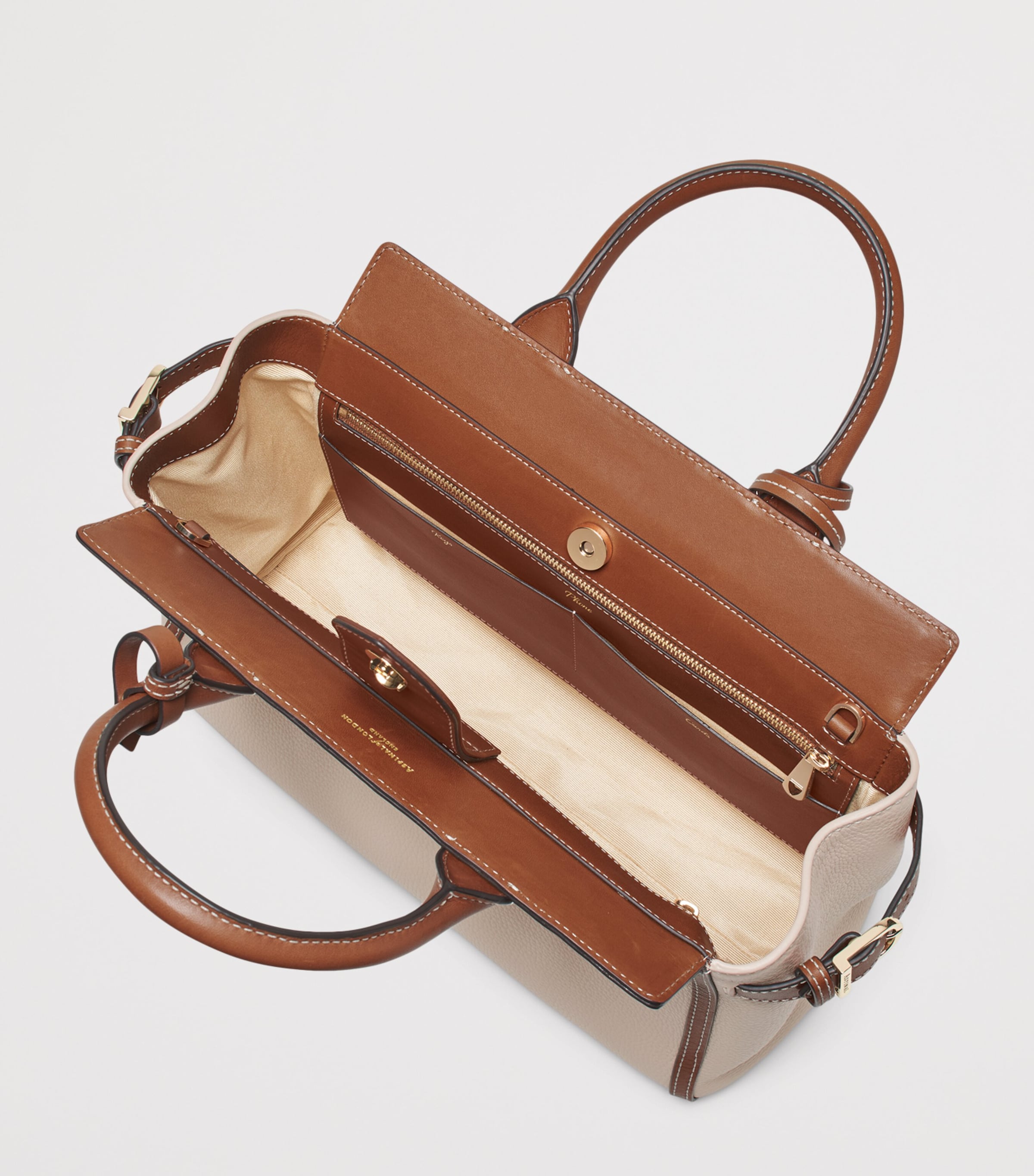 Aspinal Of London Leather Savannah Top-Handle Bag Neutral Image 4