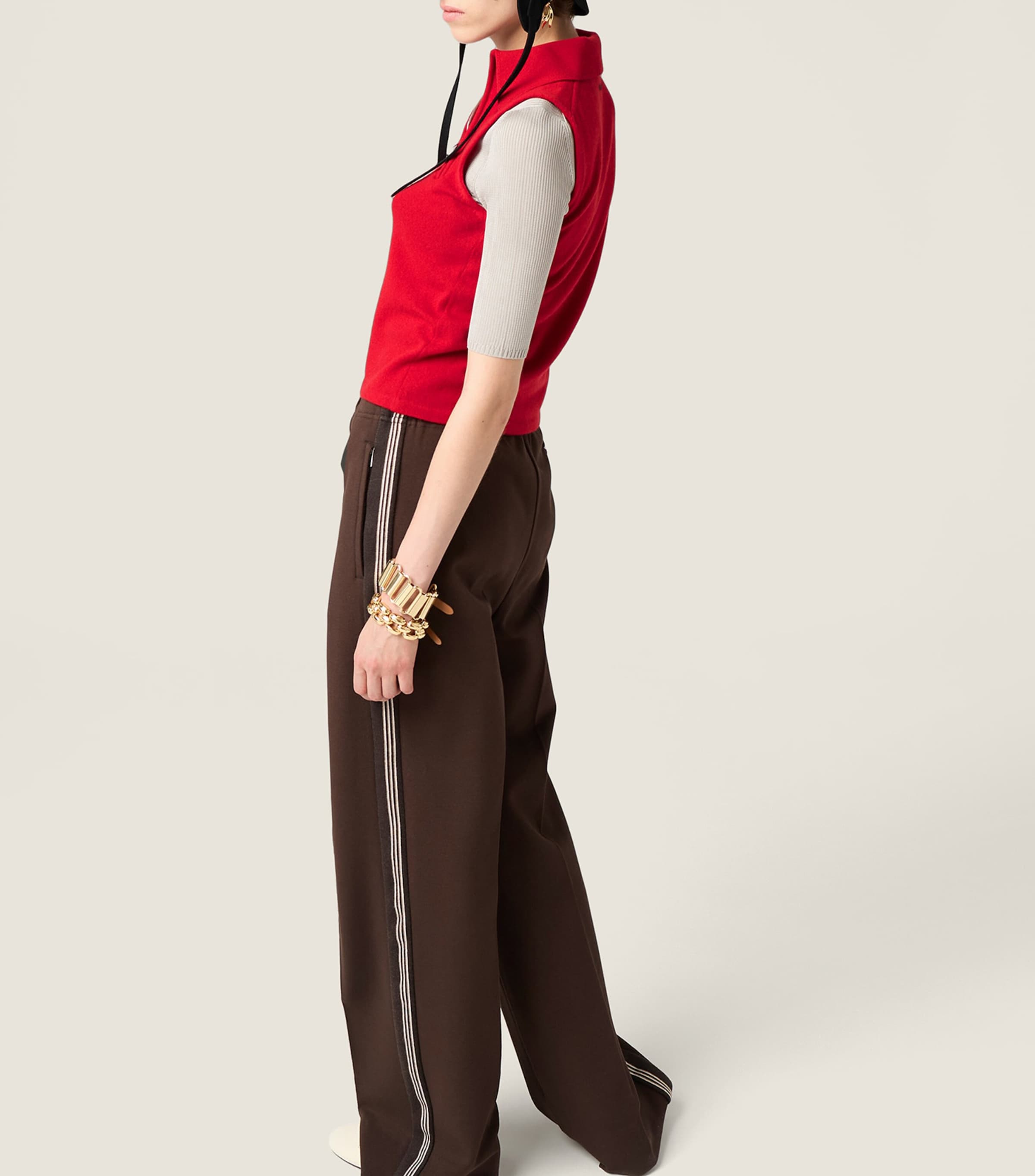 Cashmere Sleeveless Polo Sweater F0011 Image 5