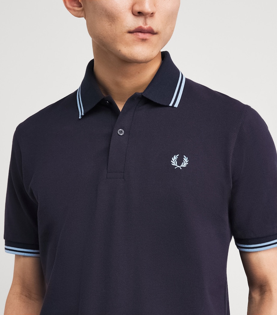 Fred Perry Mens Twin Tipped Polo Shirt Navy/ice/ice Image 3