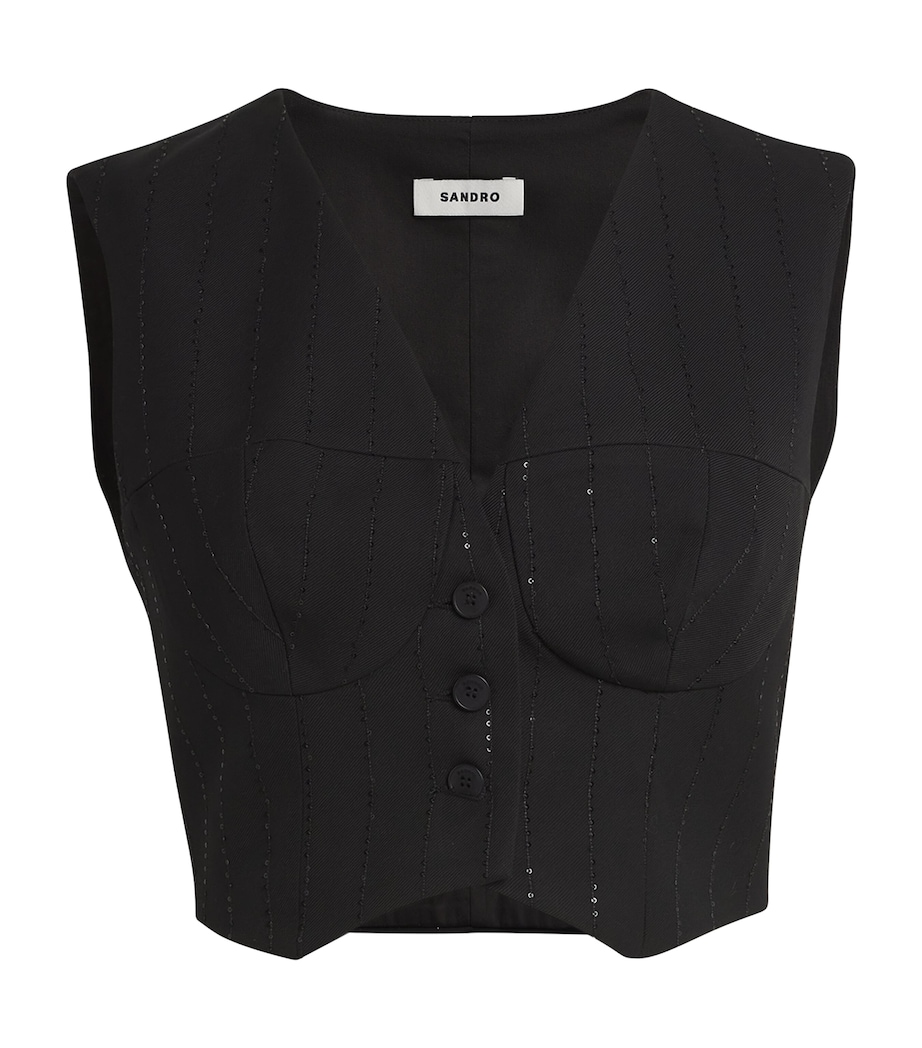 Sequin-Stripe Waistcoat BLACK Image 1