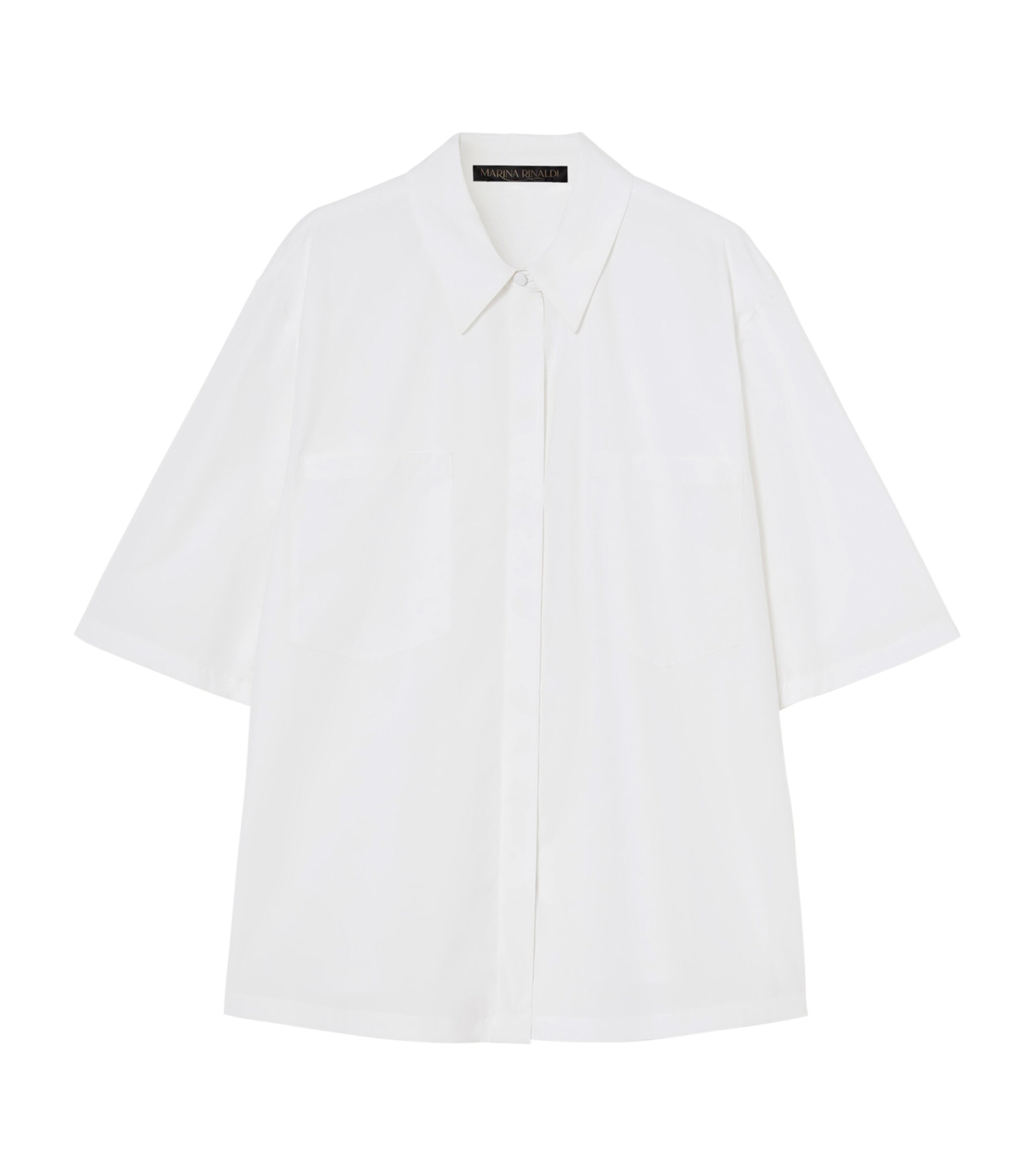 Shop Marina Rinaldi Stretch-cotton Shirt In White