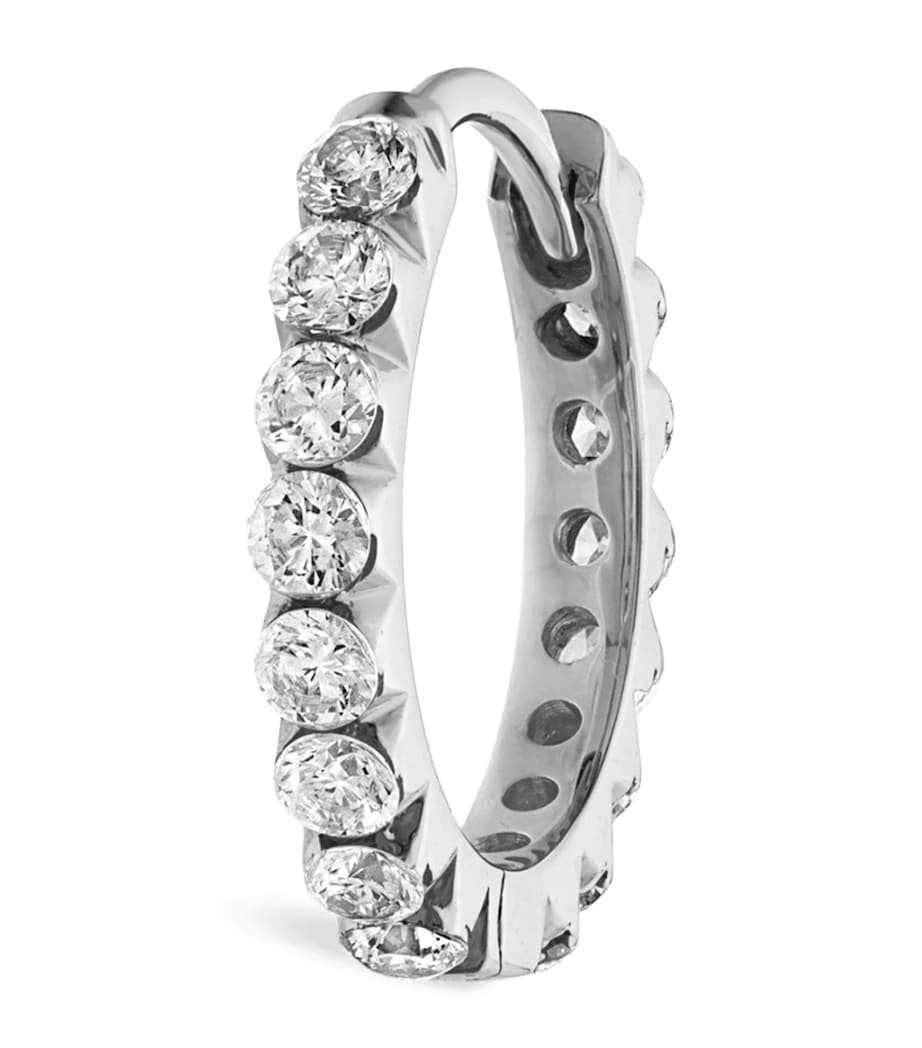 White Gold Invisible Set Diamond Eternity Hoop Earring (9.5mm) WHITE GOLD Image 1