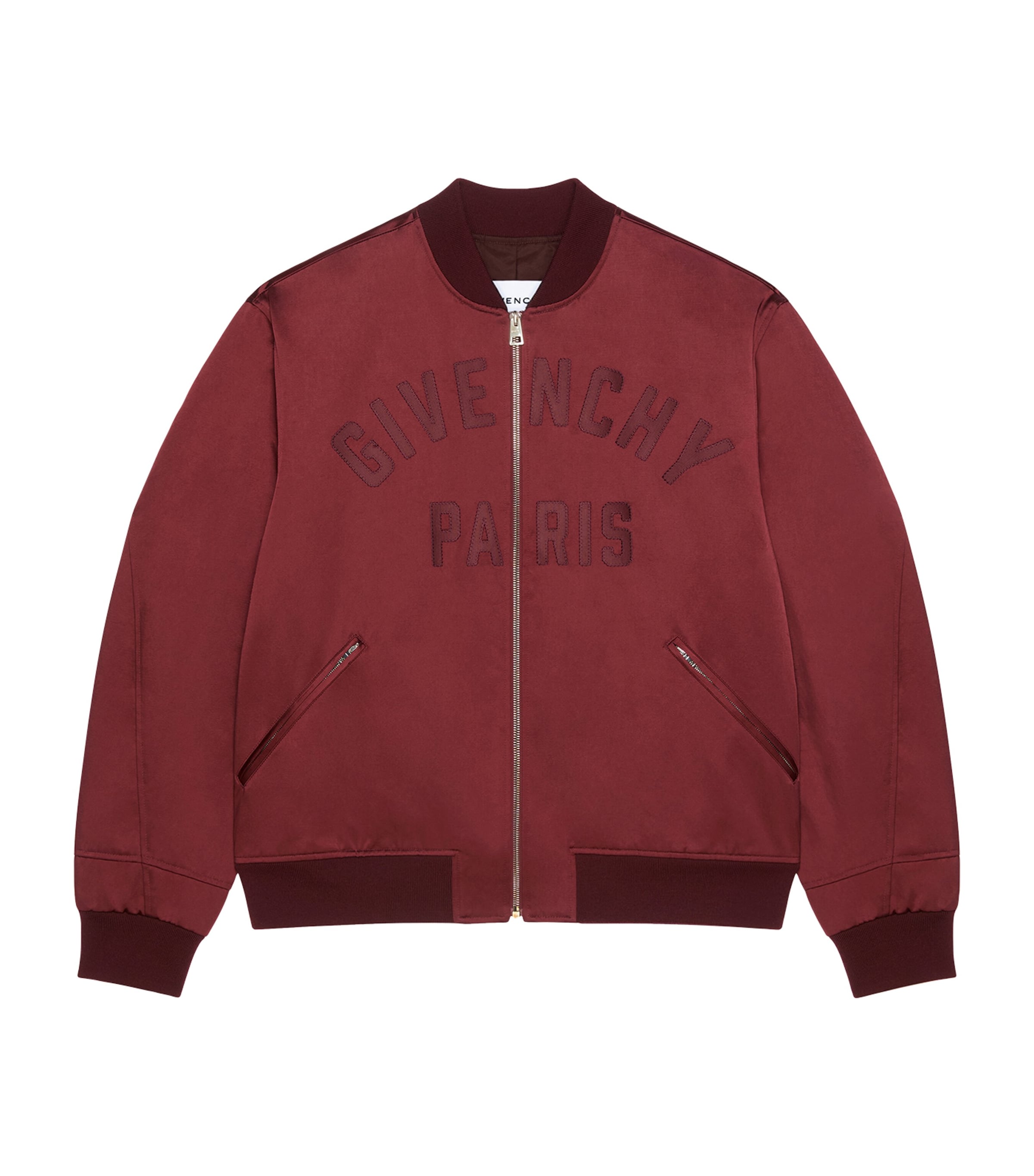 Satin Logo Bomber Jacket BURGUNDY Image 1