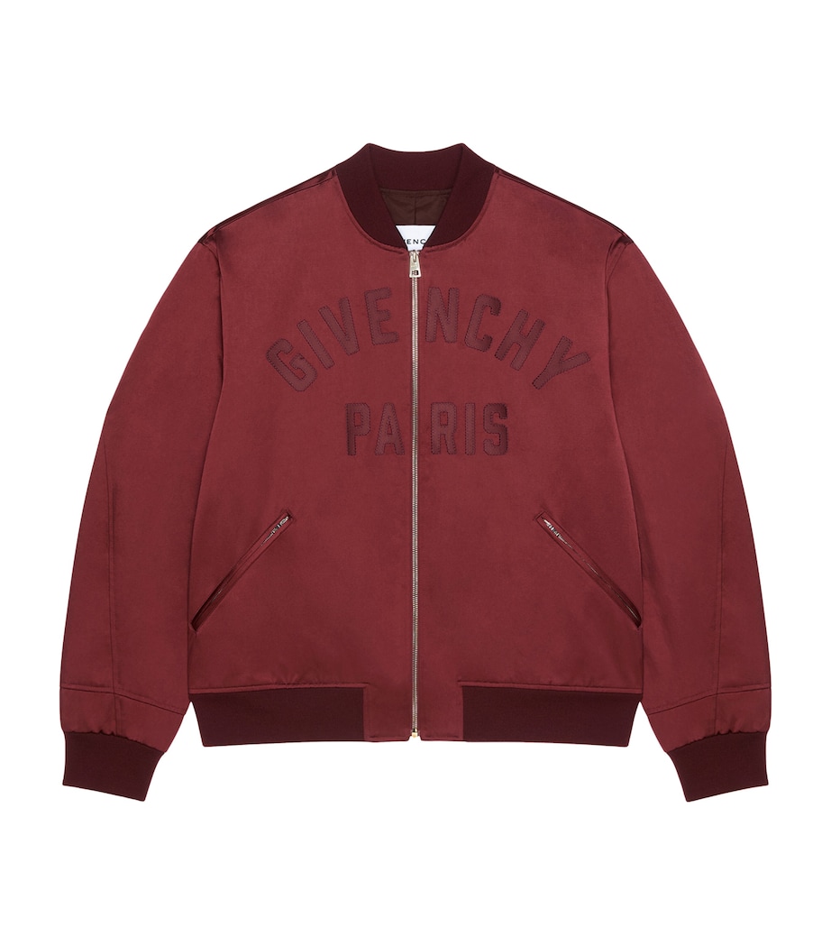 Satin Logo Bomber Jacket BURGUNDY Image 1