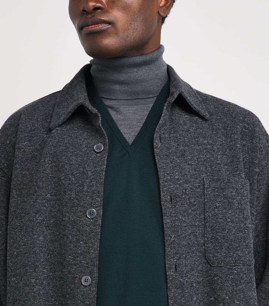 Merino Wool V-Neck Sweater Vest RICHARDSON GREEN Image 6