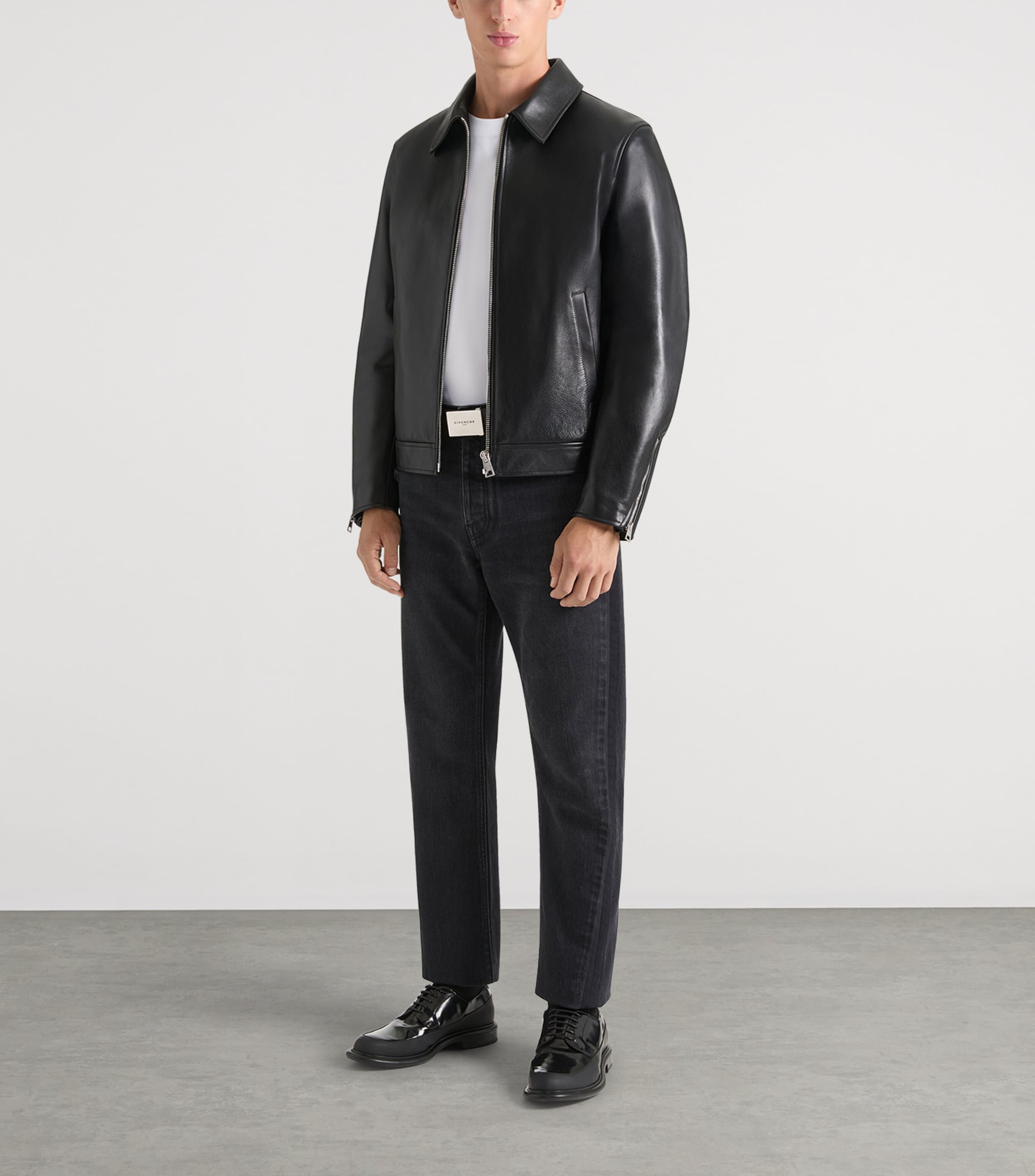 Leather Derby Shoes BLACK Image 2