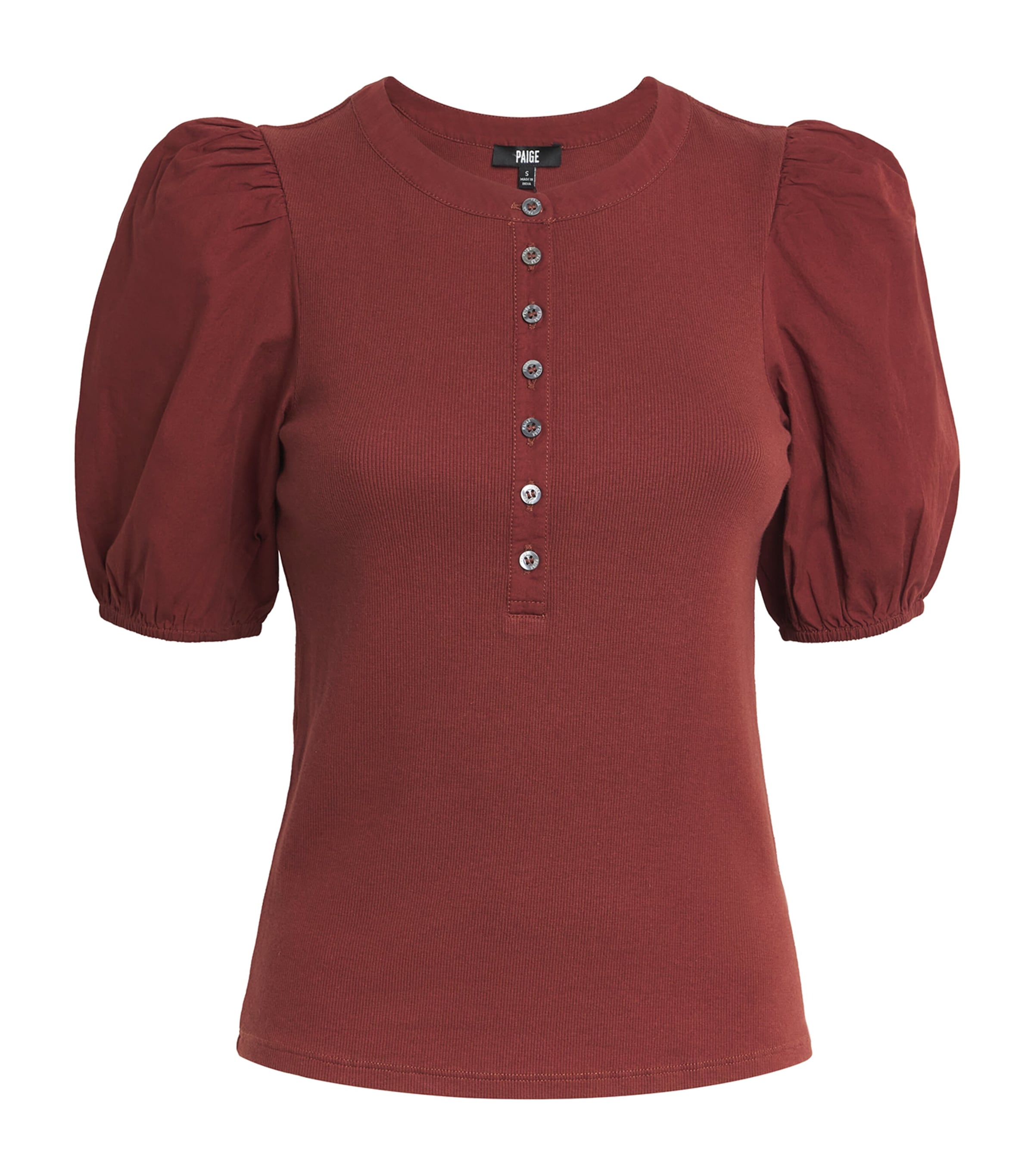 PAIGE Womens Stretch-Cotton Brandy Top Burnt Sienna Image 1