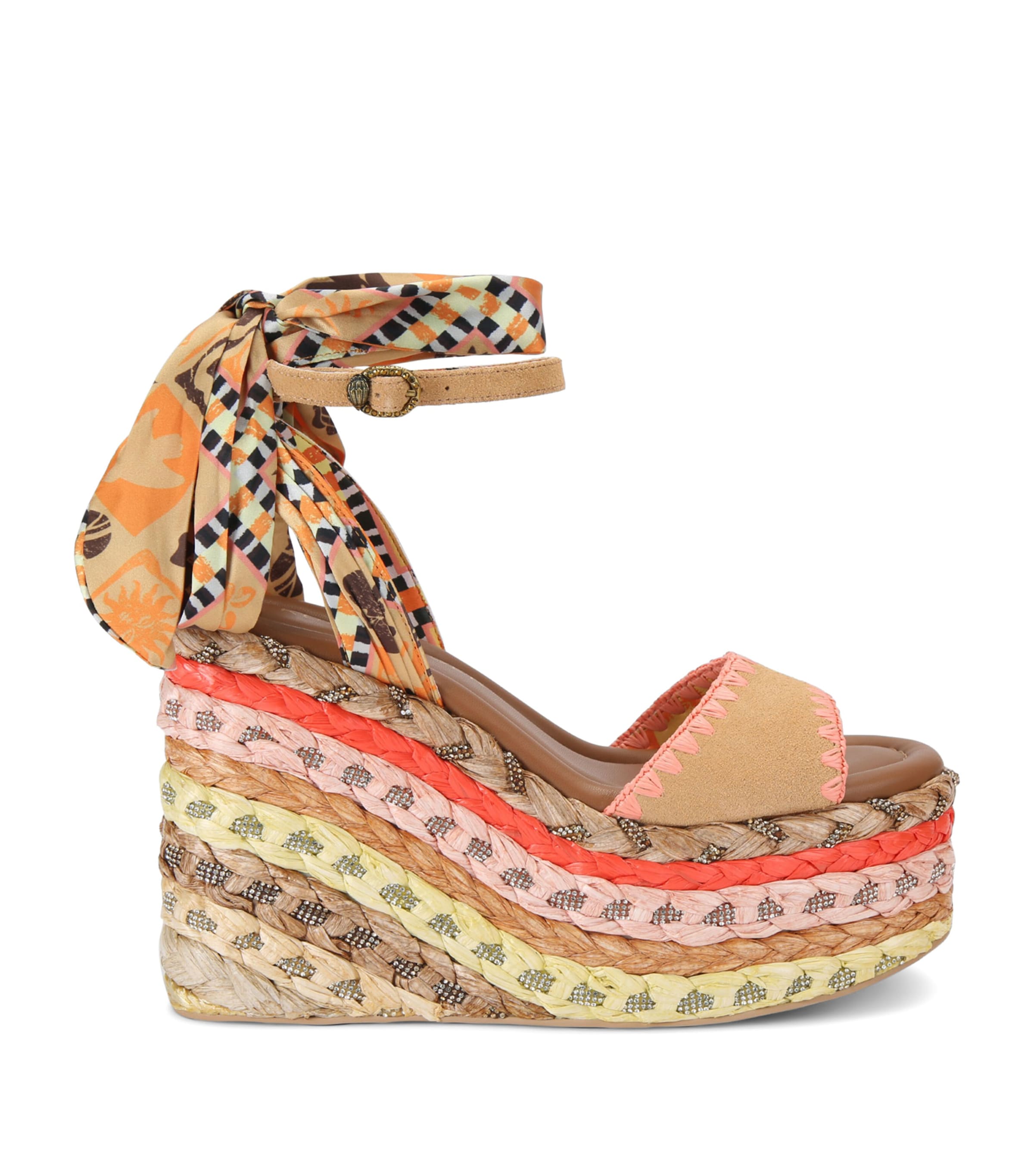 Kurt Geiger London Suede Chelsea Scarf Wedge Heel Mustard Image 1