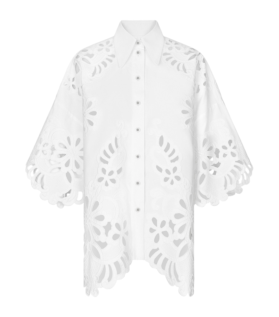 Dolce&Gabbana Womens Floral Cut-Out Shirt Optical White Image 1