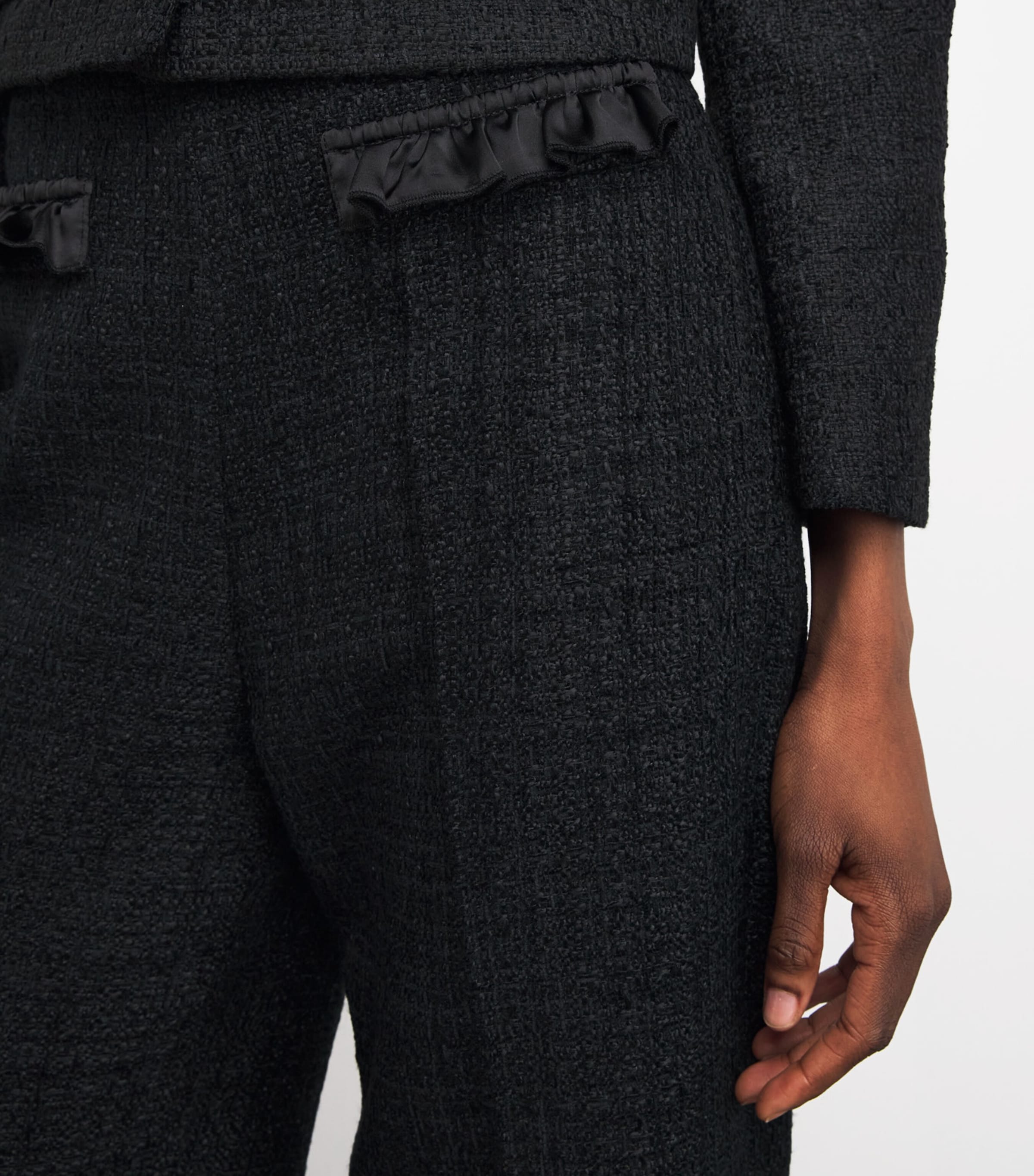 Tweed Ruffle Trousers BLACK Image 6