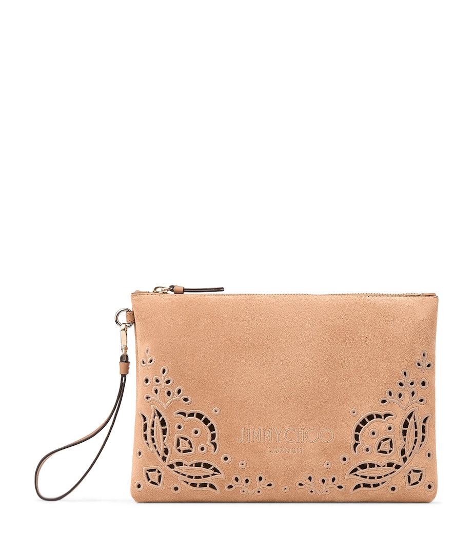 Suede Embroidered Pouch TOFFEE/LIGHT GOLD Image 1