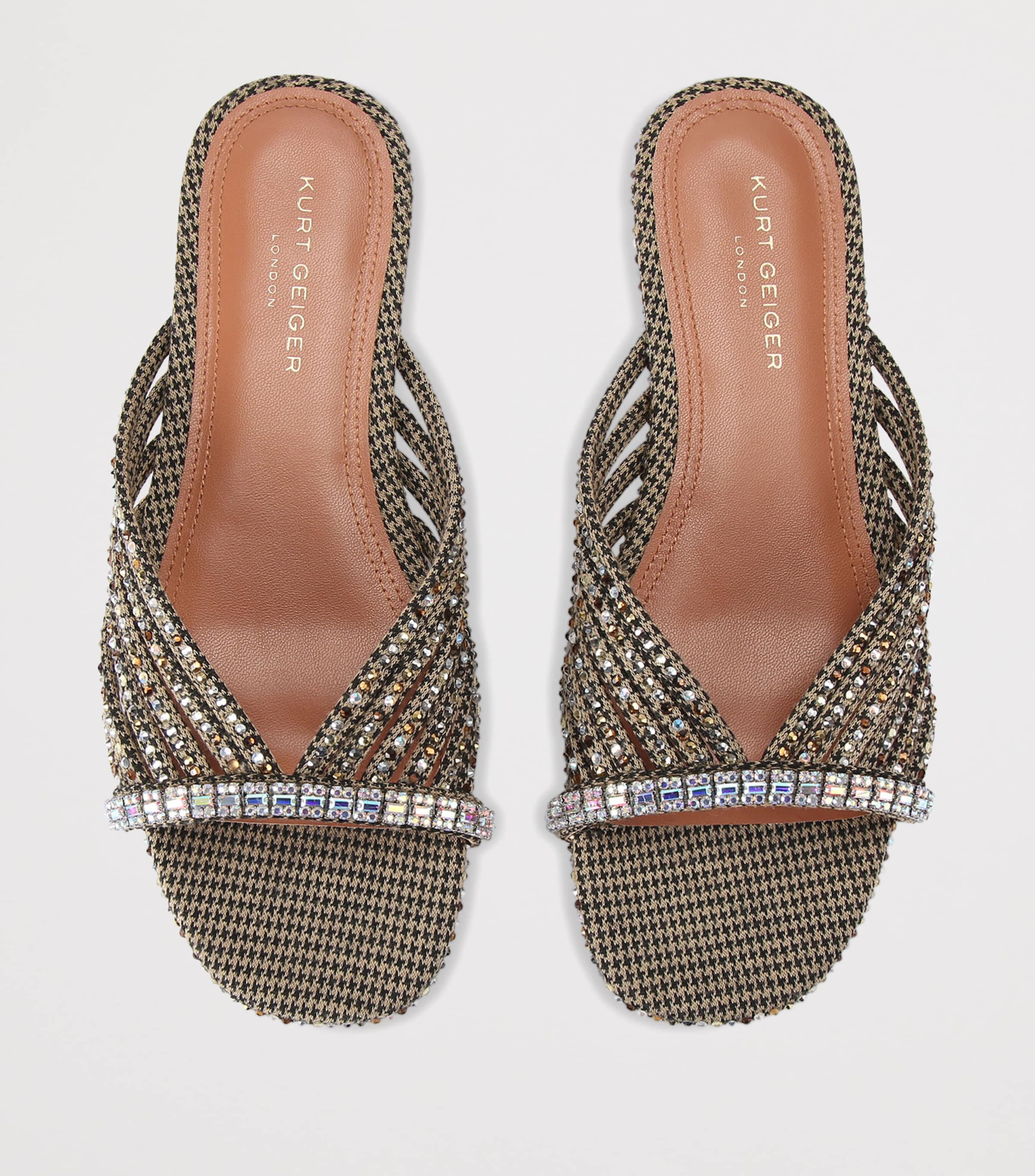 Kurt Geiger London Crystal Strap Mules Beige Comb Image 3