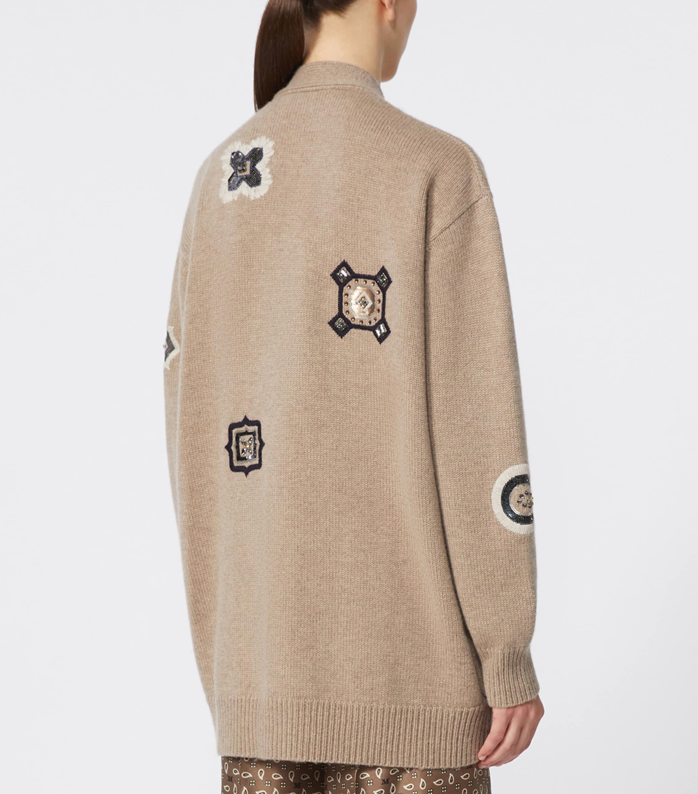 Wool-Cashmere Patch Cardigan SAND Image 4