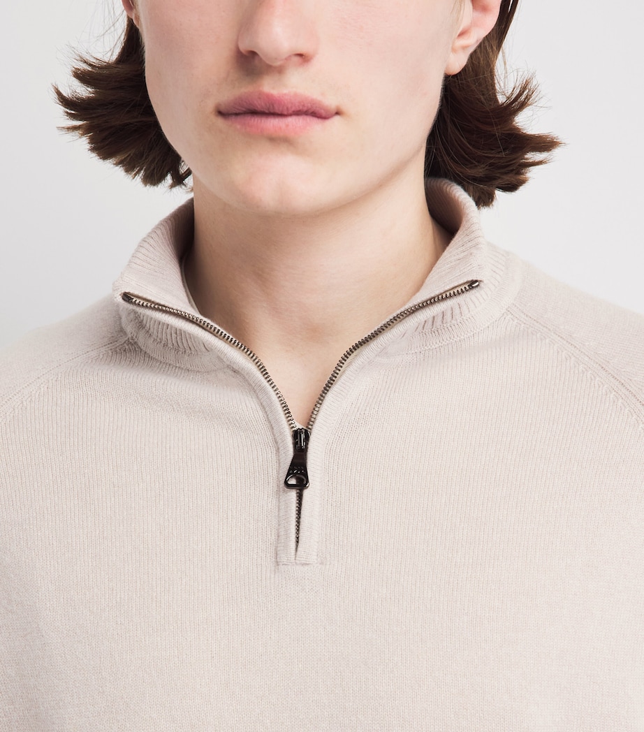 Derek Rose Mens Cashmere Finley Quarter-Zip Sweater Bei Image 3