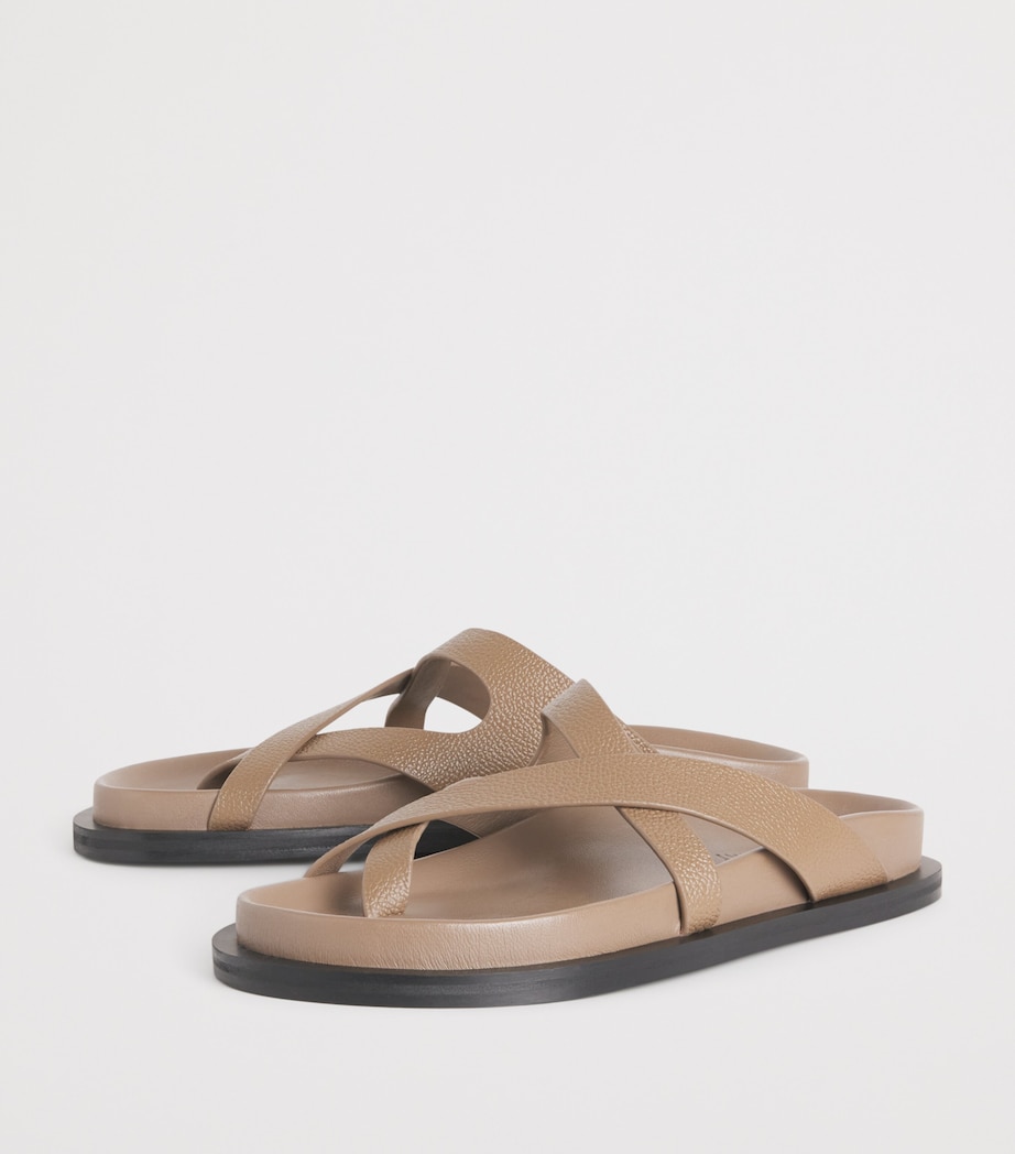 Leather Claude Sandals CARIBOU PEBBLE Image 3