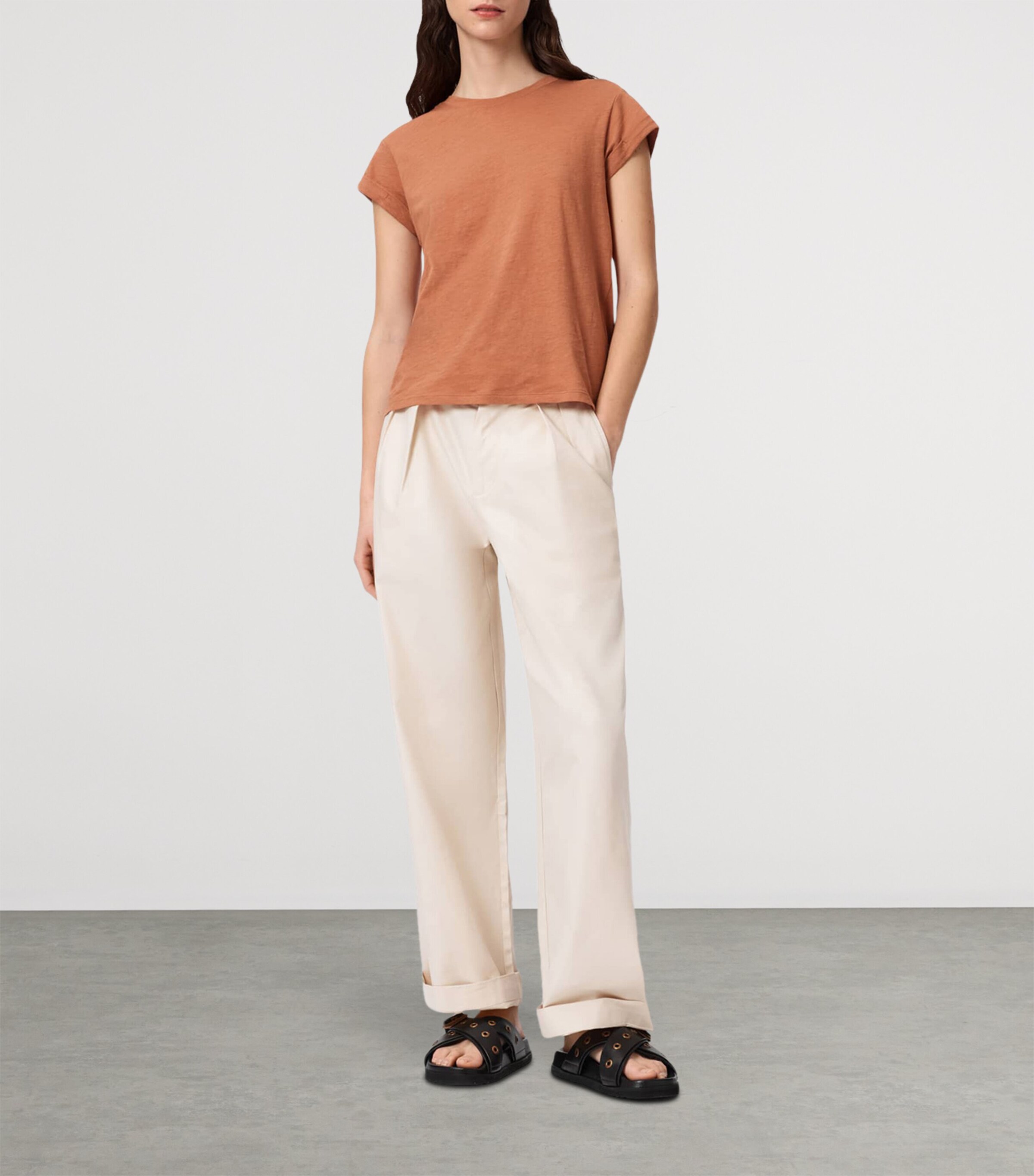 AllSaints Womens Organic Cotton Anna T-Shirt Pecan Brown Image 2