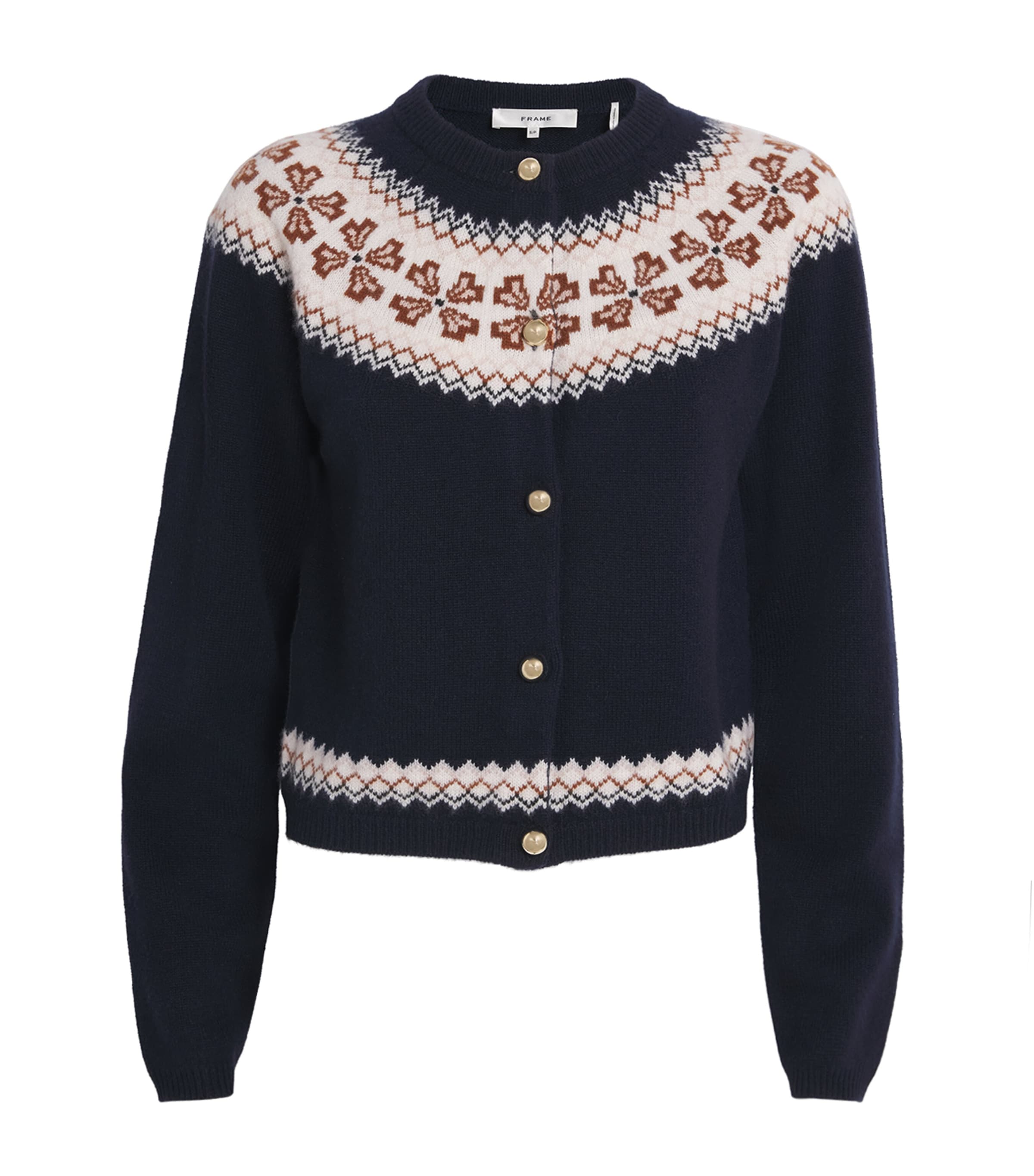 Frame Cashmere Fair Isle Cardigan In Blue