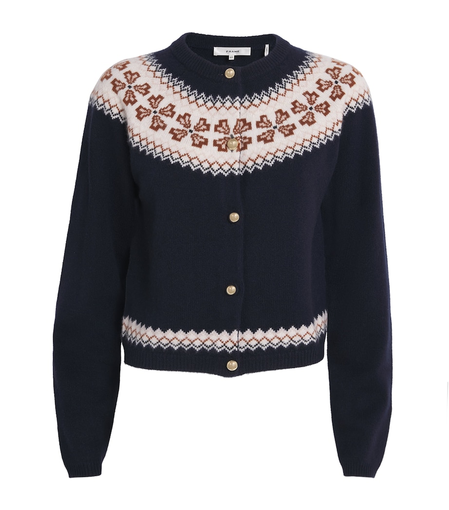 Cashmere Fair Isle Cardigan NAVY Image 1