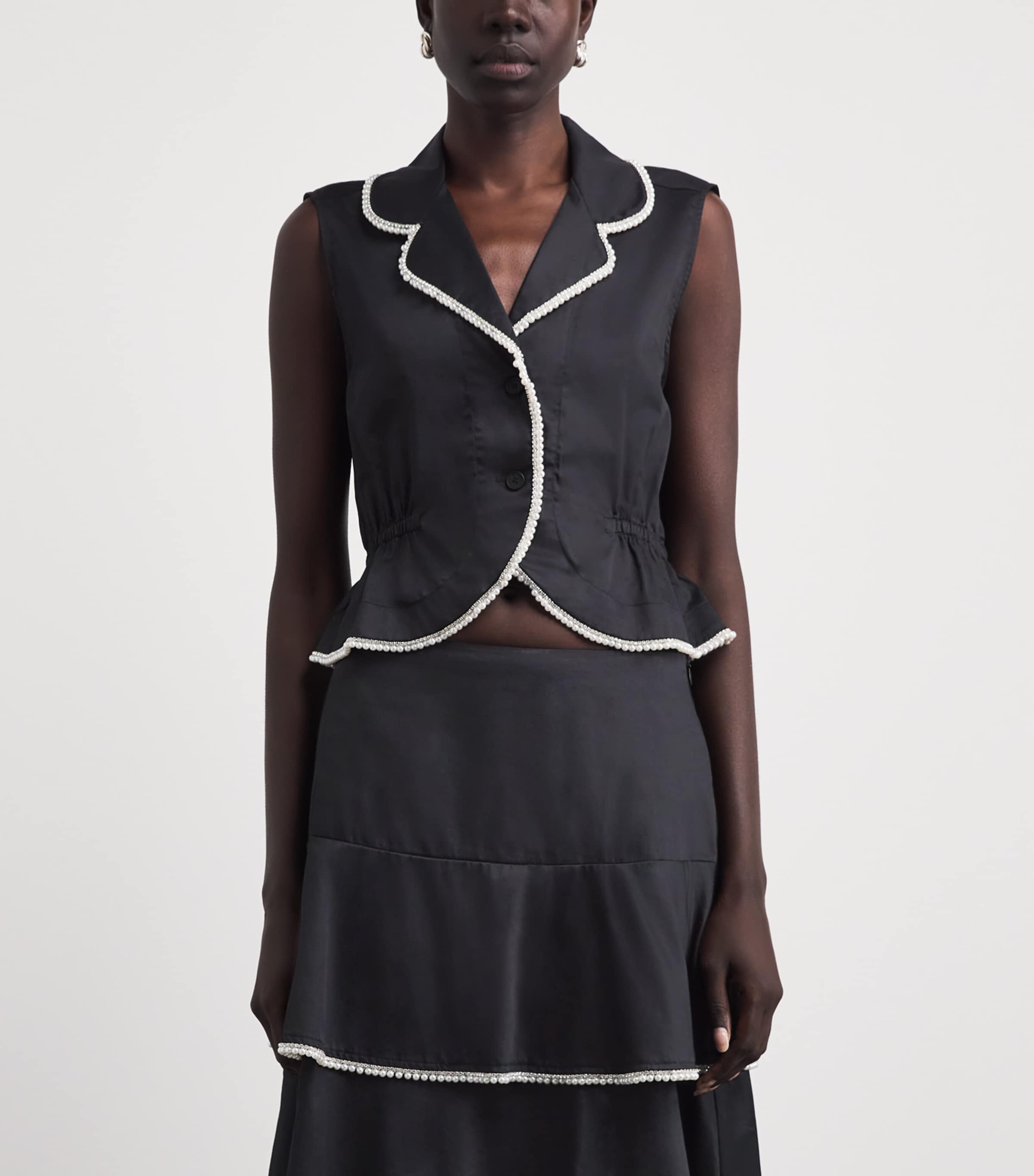 Sandro Paris Womens Cotton Embellished Shirt Black Image 4