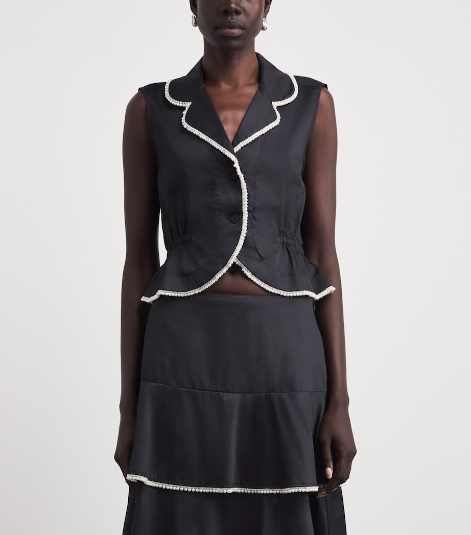 Sandro Paris Womens Cotton Embellished Shirt Black Image 4