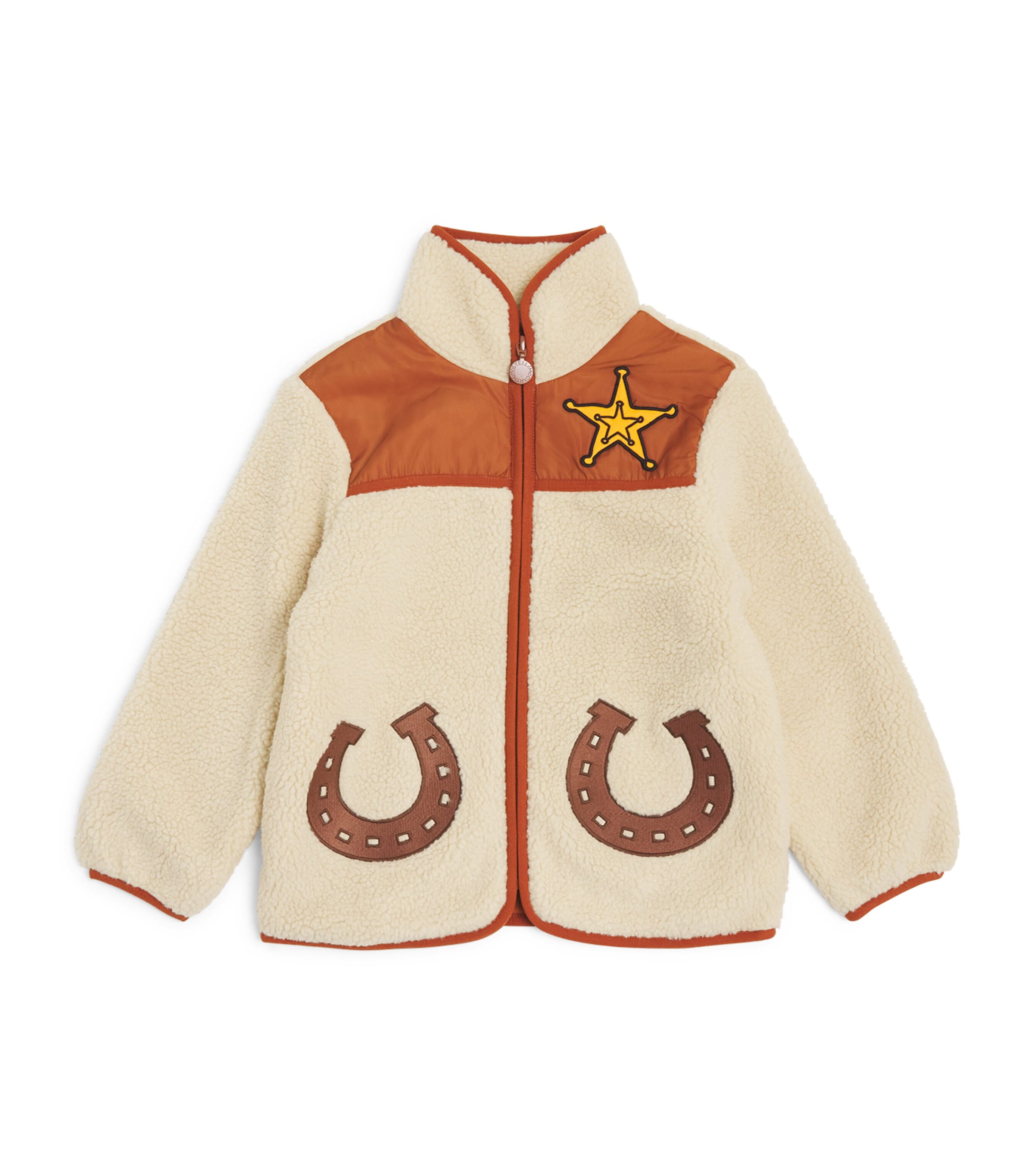 Stella Mccartney Kids' Star Zip-up Jacket In Beige