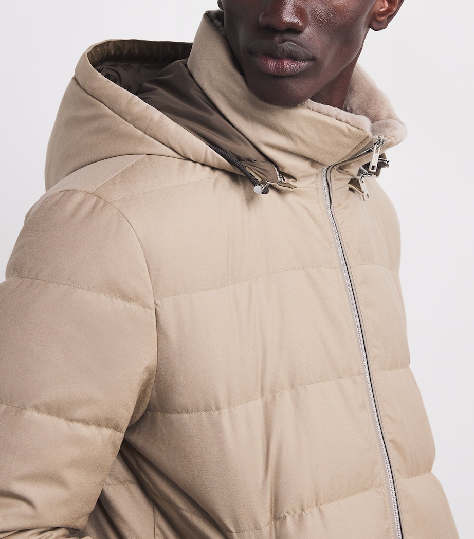 Wool-Silk Green Storm System Mink-Trim Puffer Jacket A2068 DUNE Image 6