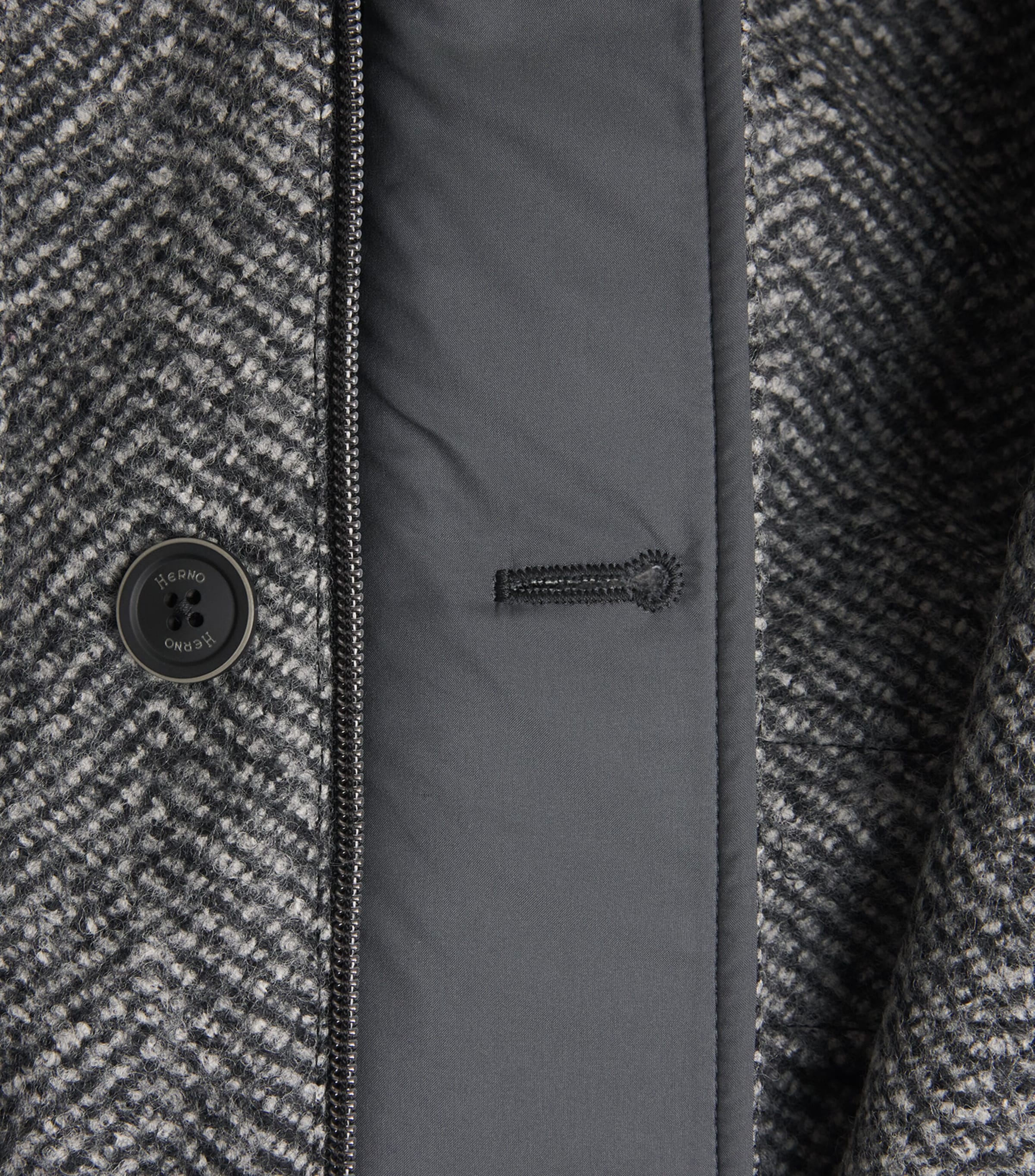 Herno Mens Virgin Wool Herringbone Bomber Jacket Antracite Image 6