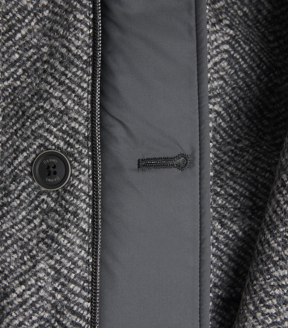 Herno Mens Virgin Wool Herringbone Bomber Jacket Antracite Image 6