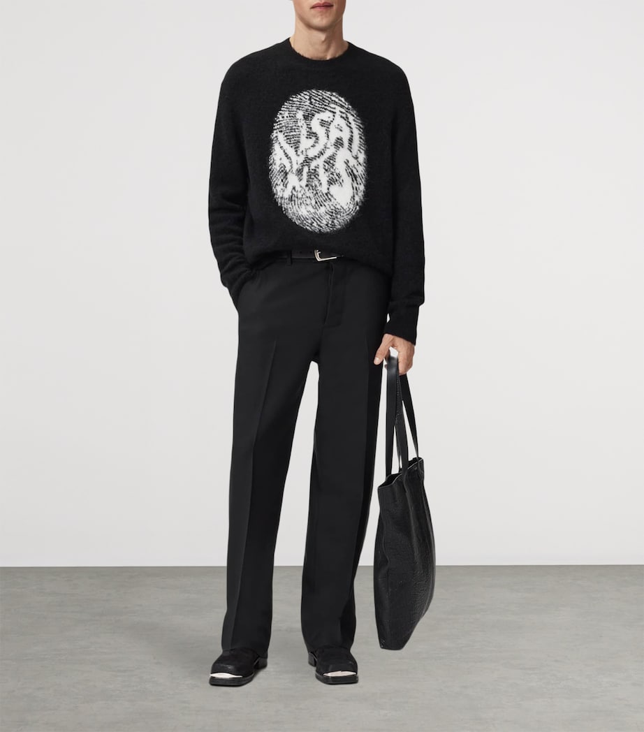 AllSaints Mens Oversized Ridges Sweater Black/ecru White Image 5