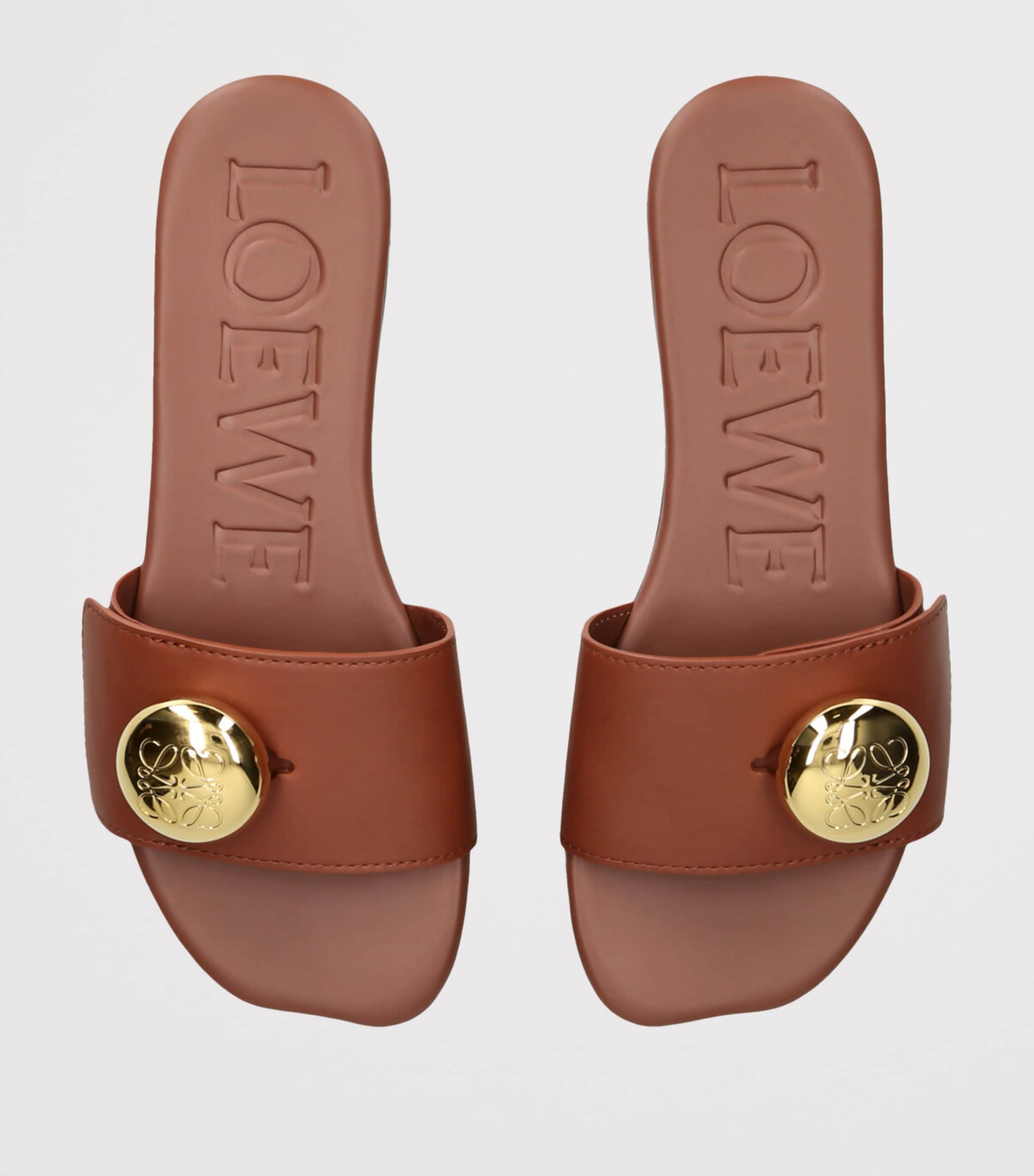 Leather Pebble Slides RUST Image 4