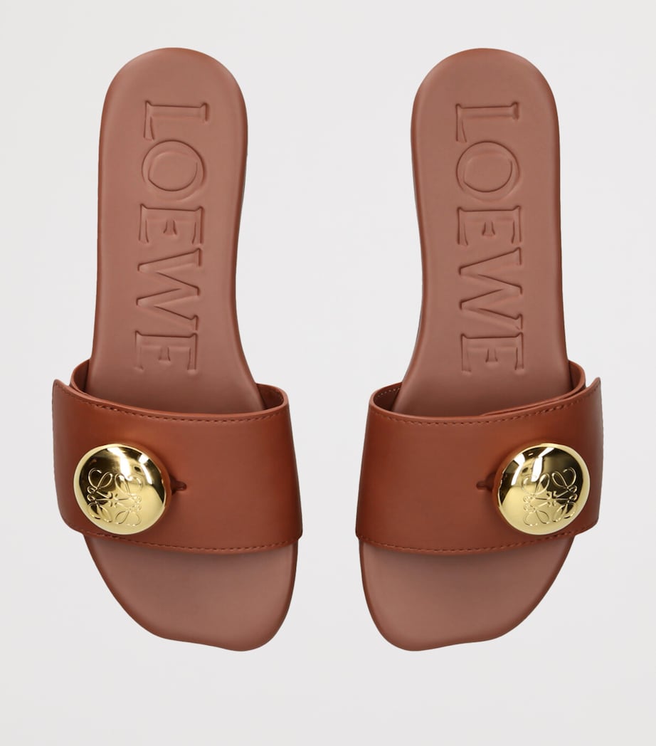 Leather Pebble Slides RUST Image 4