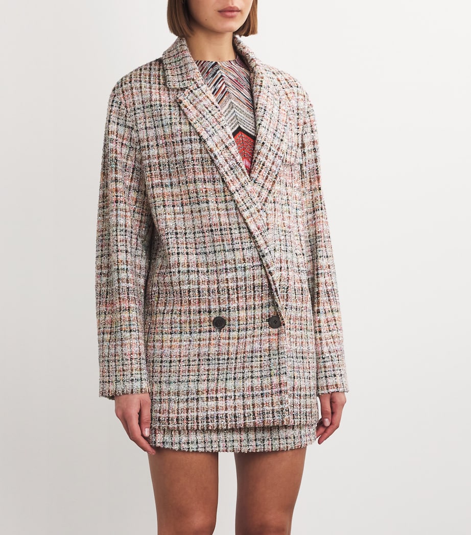 Missoni Womens Bouclé Double-Breasted Blazer White,pink Image 3